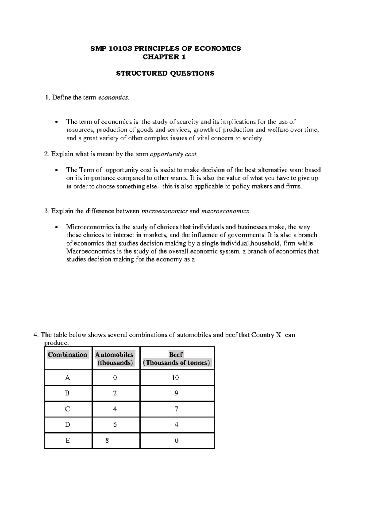 C1 Economics Question - SMP 10103 PRINCIPLES OF ECONOMICS CHAPTER 1 ...