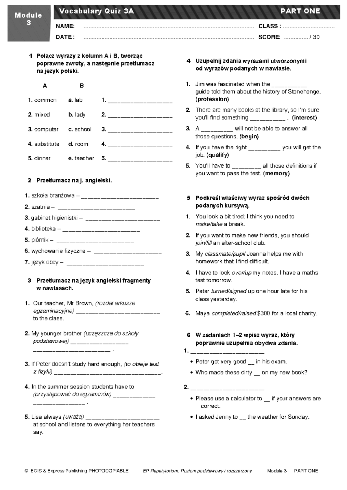 Vocabulary Quiz 3A - Module 3 Exam Preparation - Studocu