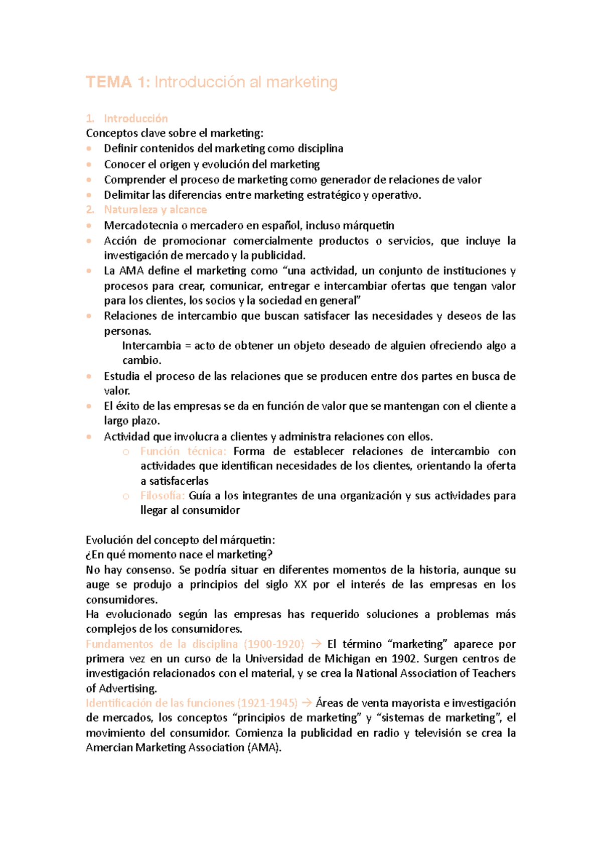 TEMA 1: Introducción al Marketing - Conceptos y Procesos Clave - Studocu