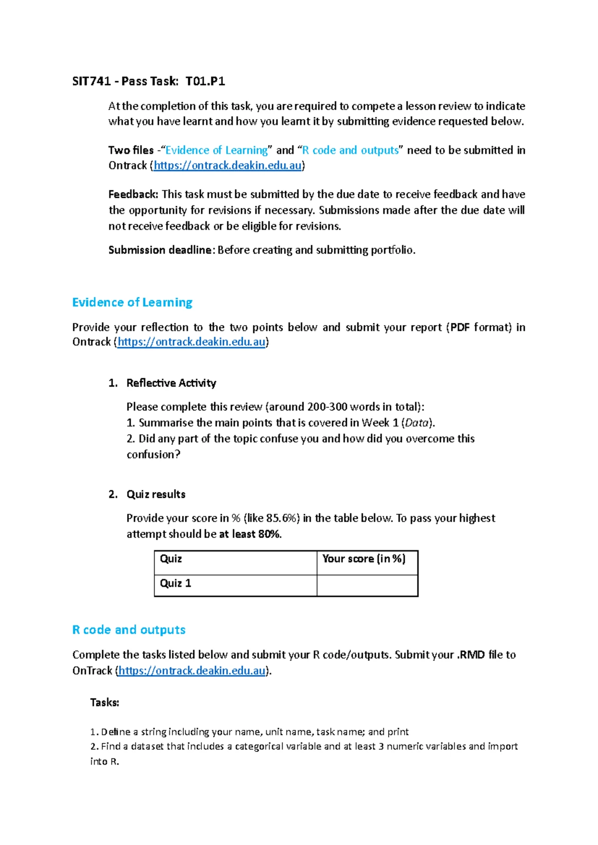 SIT720-2.1P - Week 2 Lesson Review and Evidence of Learning - Studocu