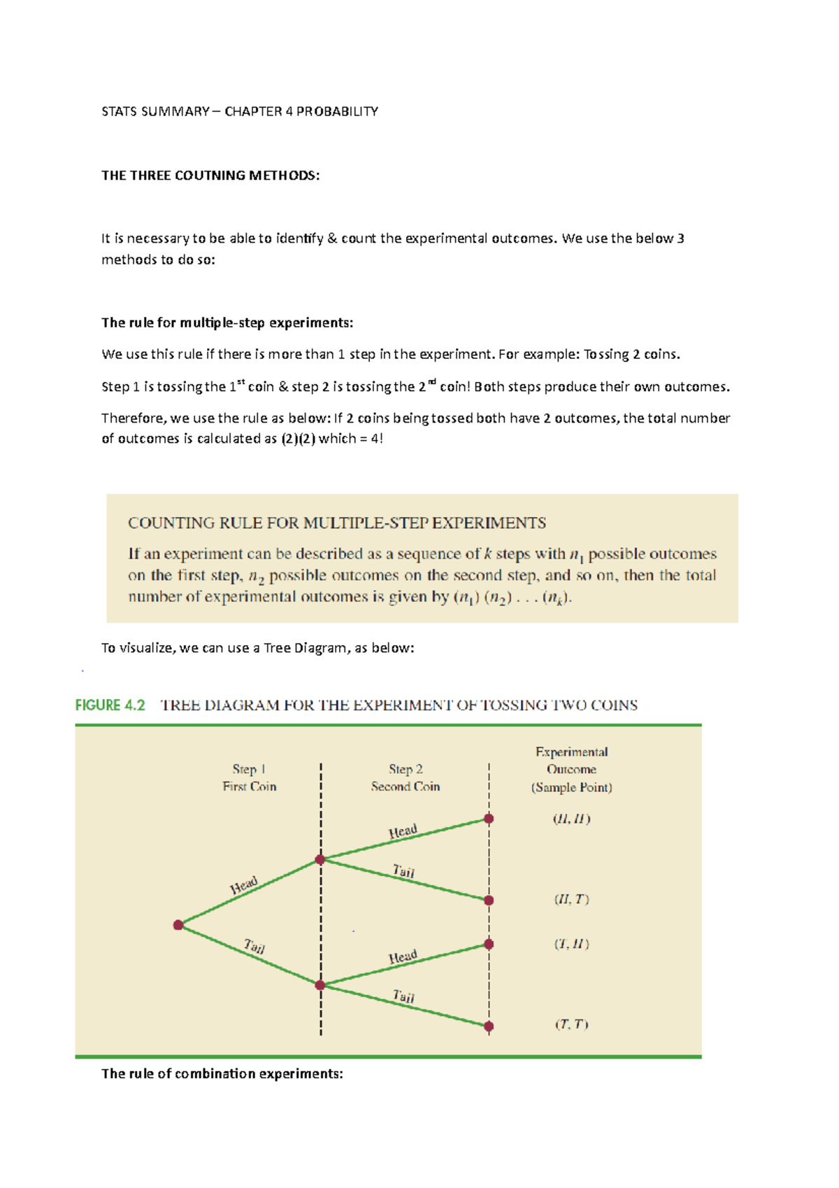 Stats Summary: Chapter 4 - Probability Concepts and Methods - Studocu