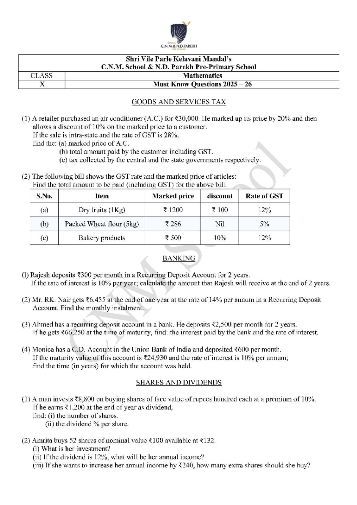 10th CNMS Mathematics X Must Know Solutions 2025-26 - Document Preview