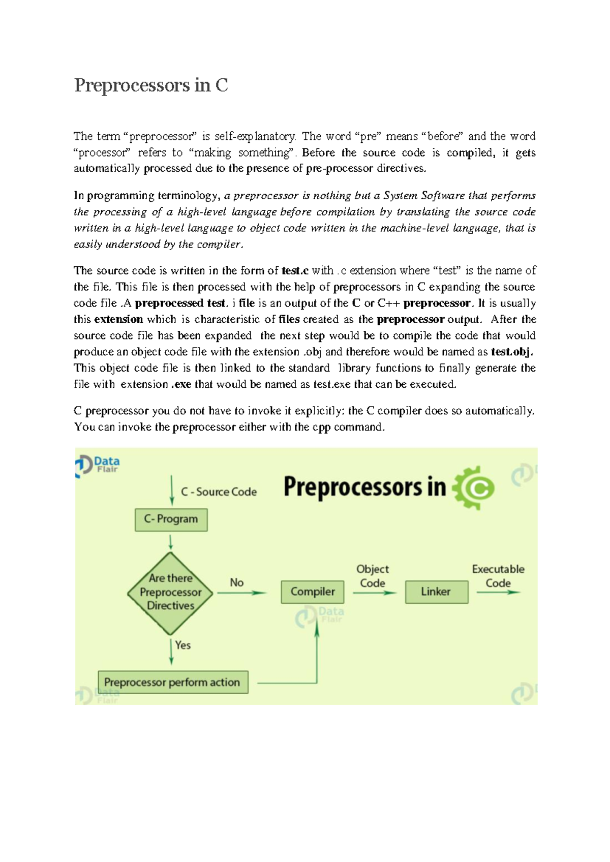 Preprocessors in C - Preprocessors in C The term “preprocessor” is self ...