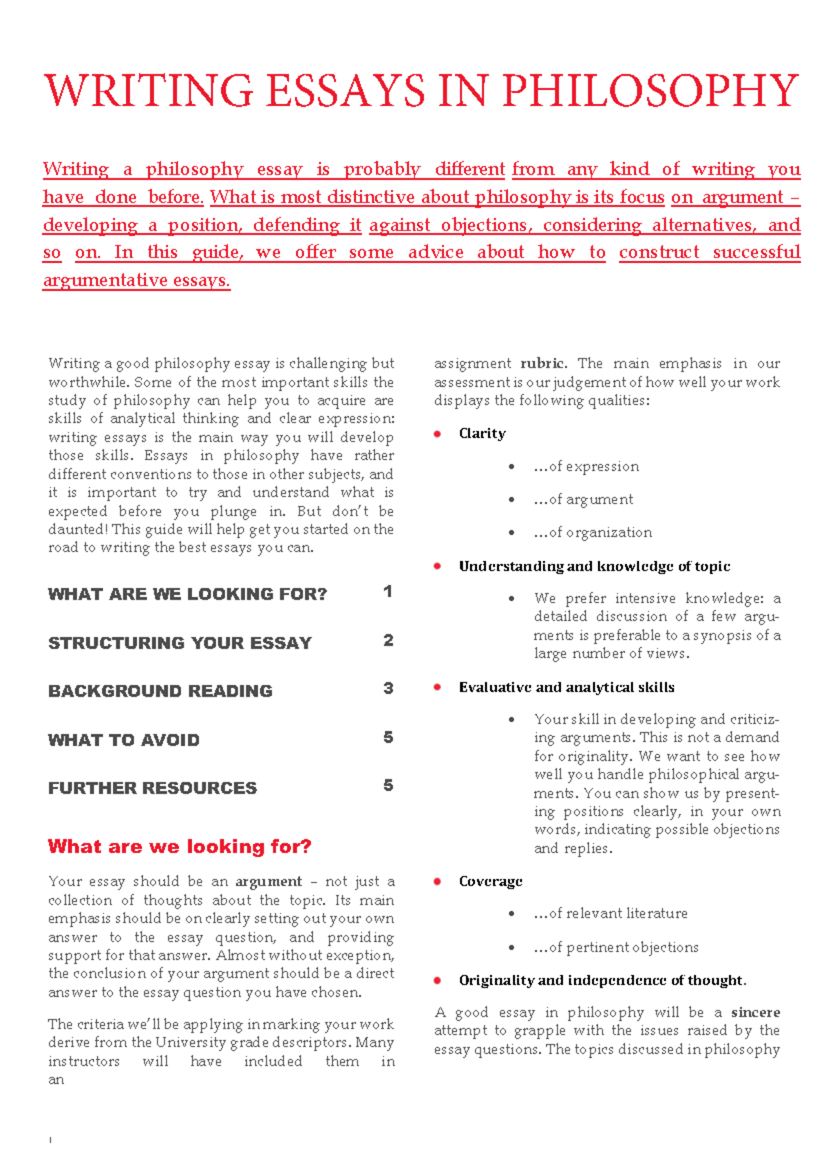PHIL 101: Essay Writing Tips for Philosophy Students - Studocu