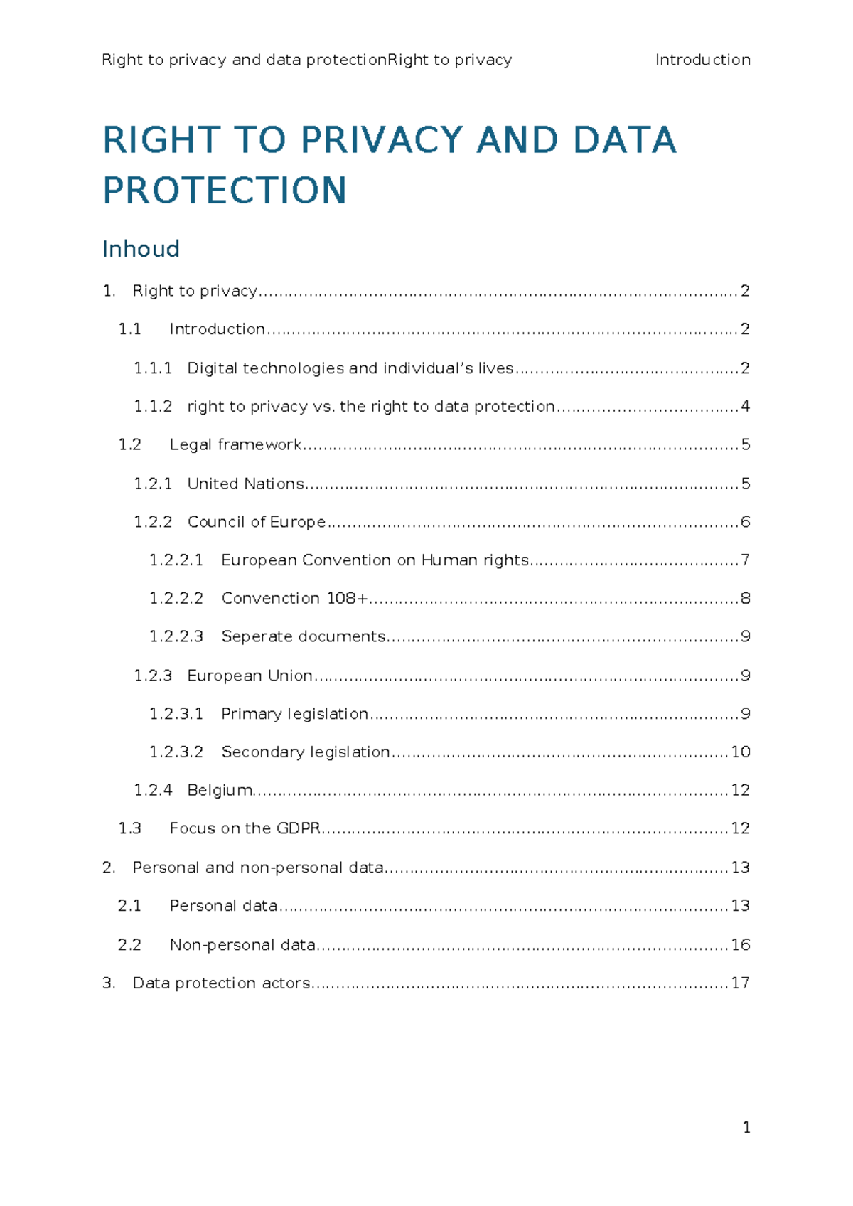 Right to Privacy and Data Protection: Legal Framework and GDPR Insights ...