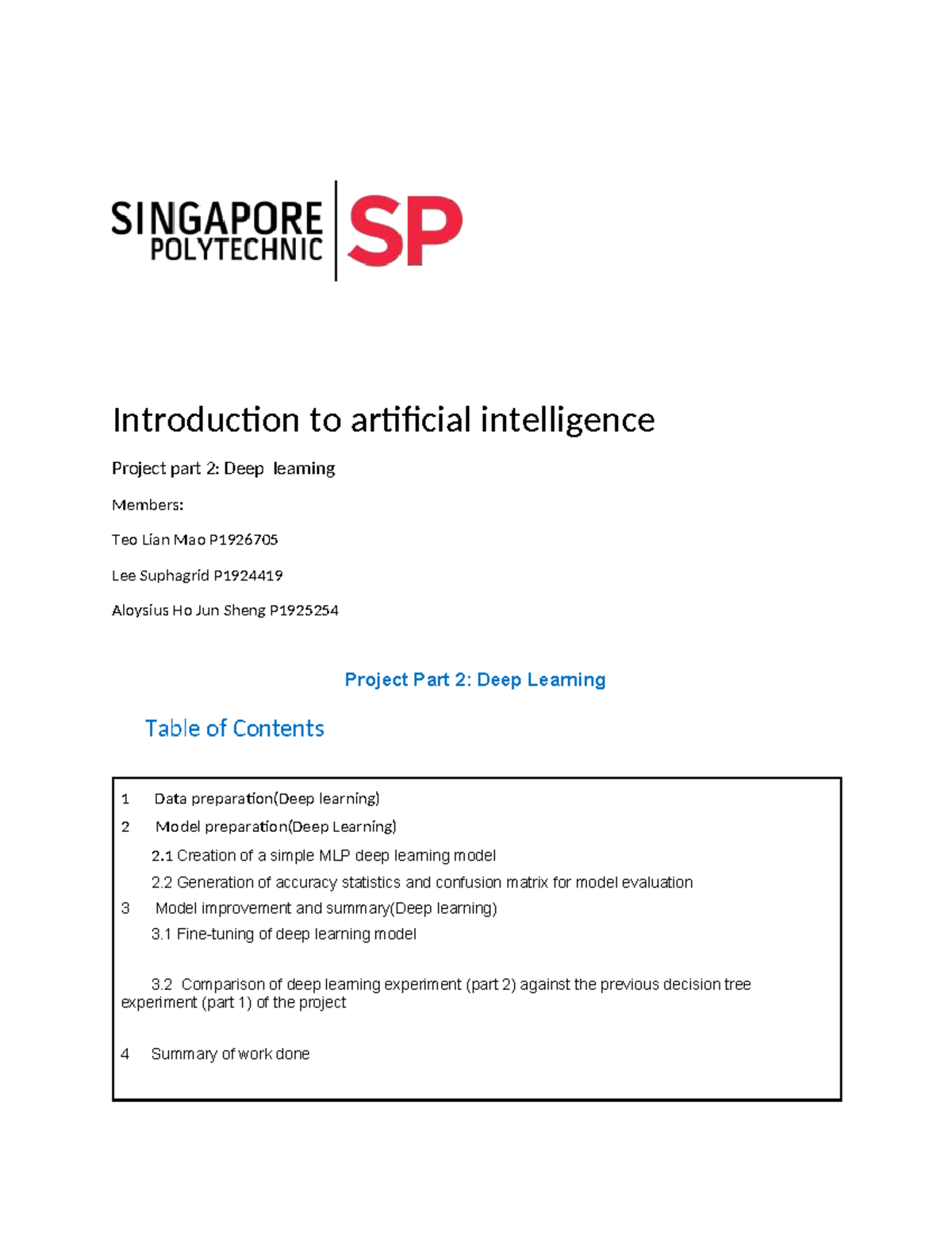 Project template - Introduction to artificial intelligence Project part ...