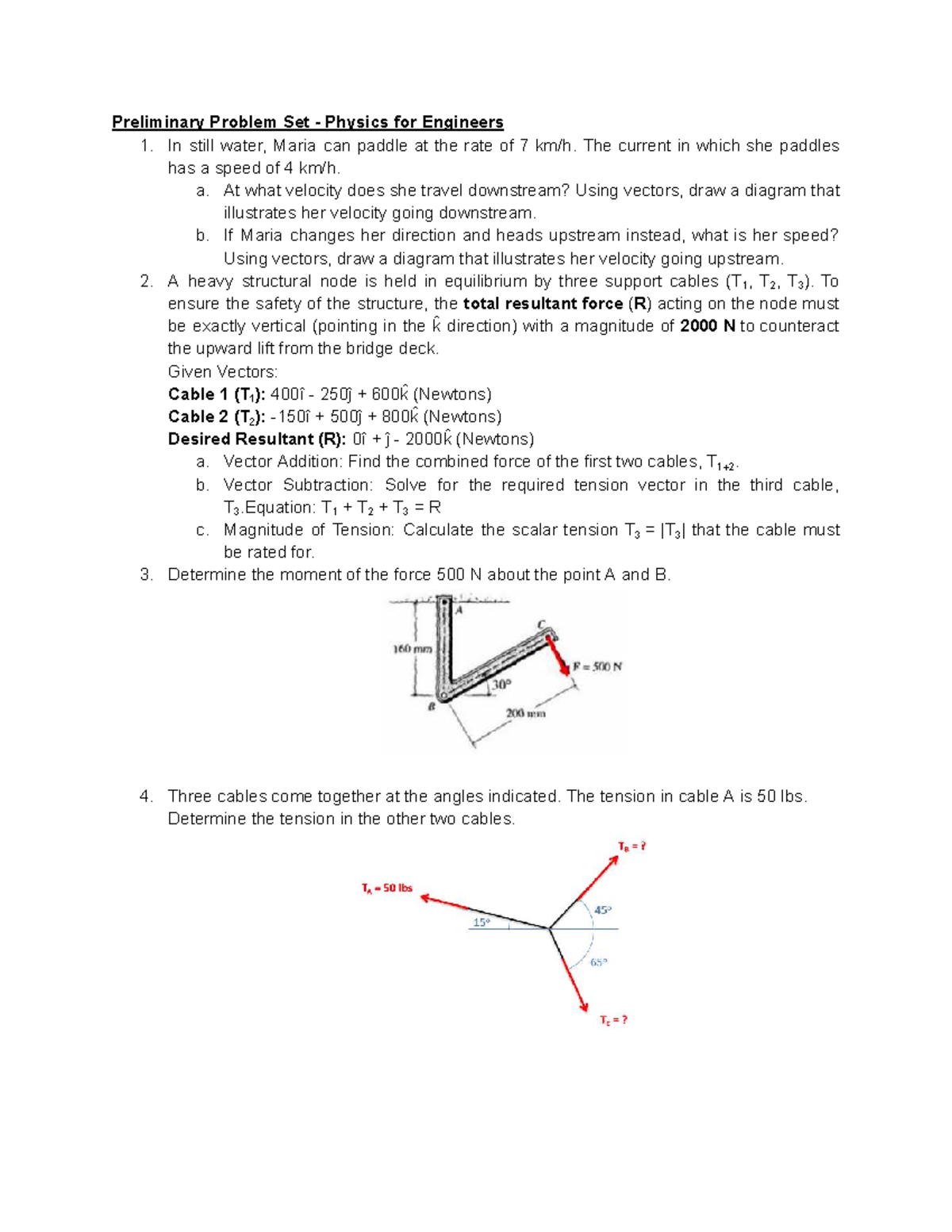 Preliminary Problem Set - PHYS 101: Velocity & Forces in Fluid ...
