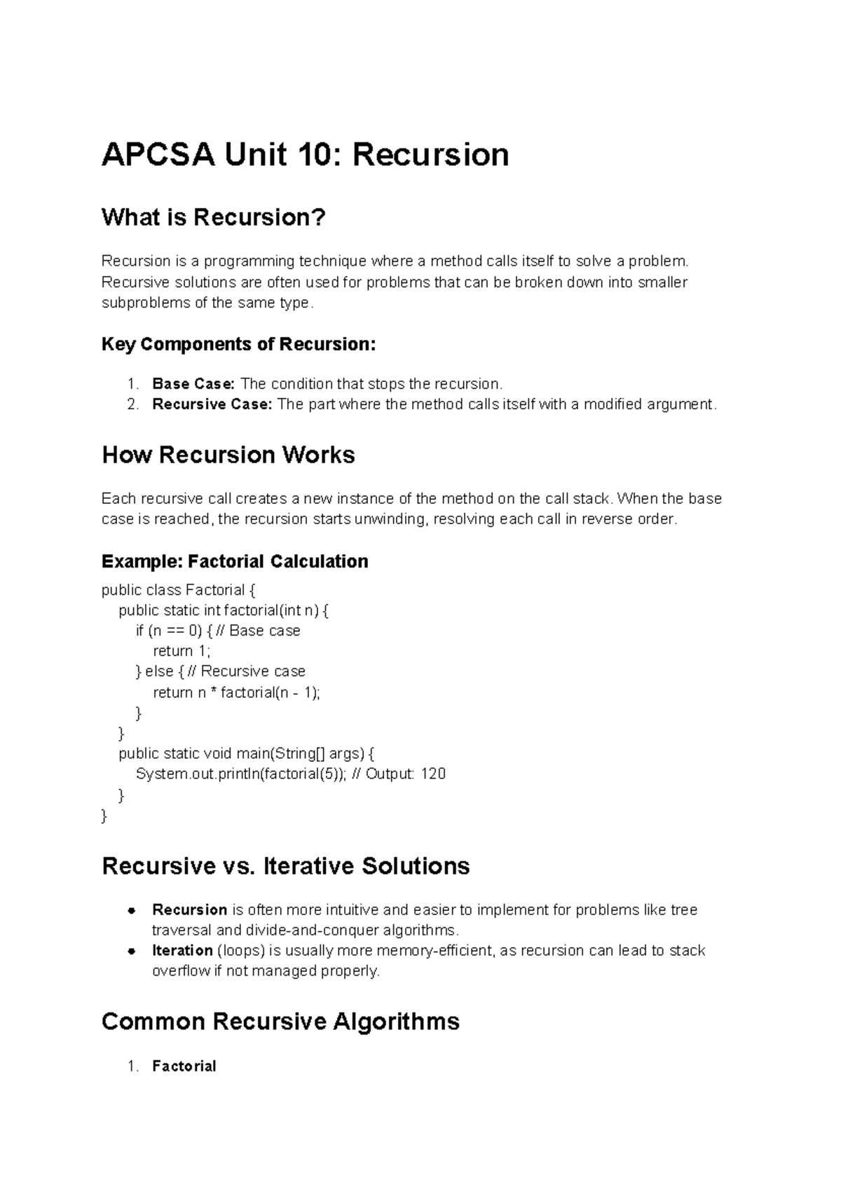 Apcsa Unit 10 Recursion - APCSA Unit 10: Recursion What is Recursion ...