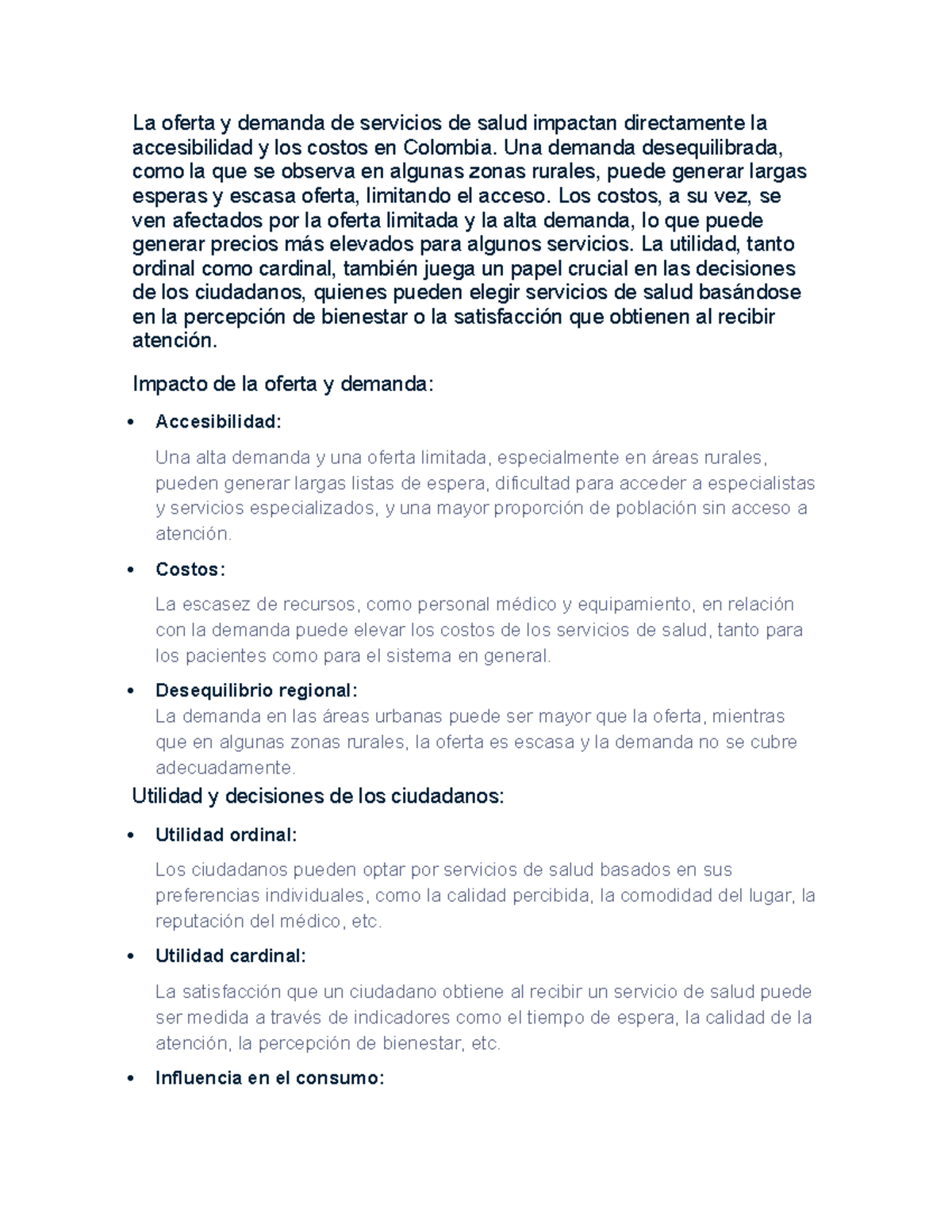 Impacto de la Oferta y Demanda en la Salud en Colombia: Accesibilidad y ...