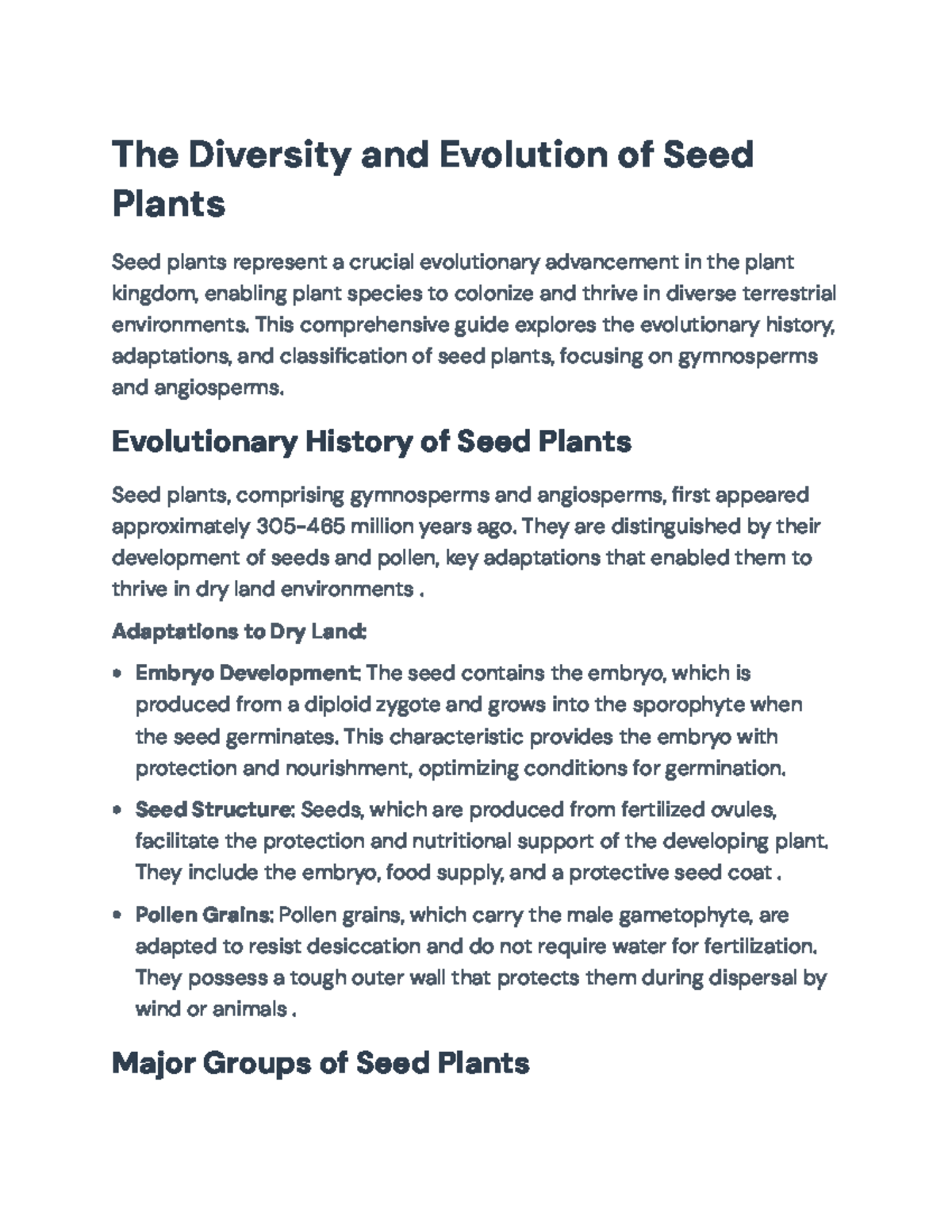 The Diversity and Evolution of Seed Plants: Gymnosperms and Angiosperms ...