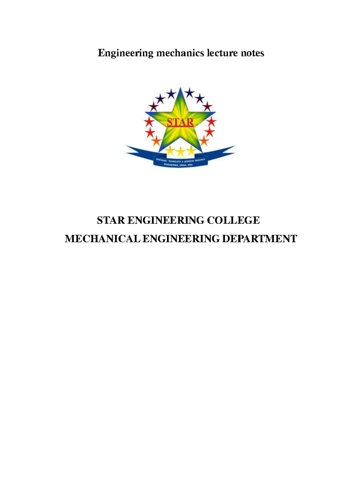 Engineering mechanics lecture notes for jntu - Engineering mechanics ...