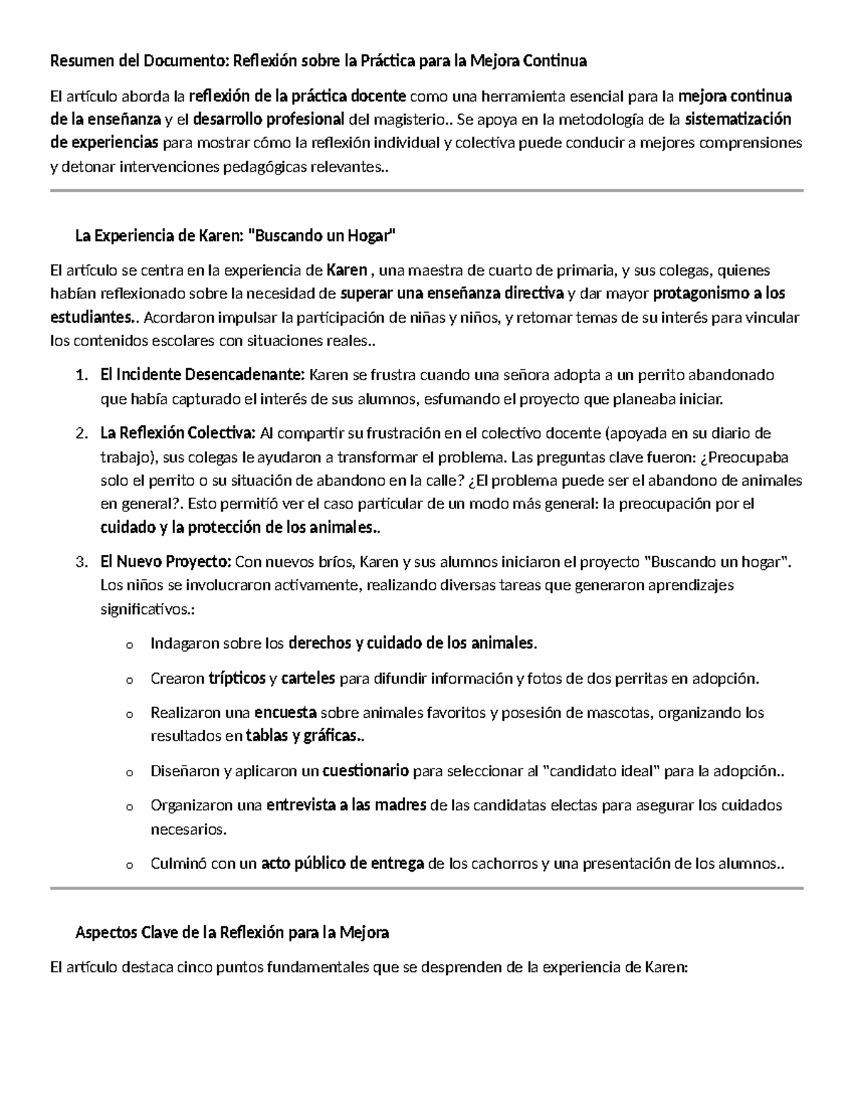 Resumen: Reflexión sobre la Práctica Docente para la Mejora Continua ...
