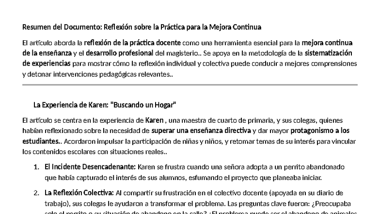 Resumen: Reflexión sobre la Práctica Docente para la Mejora Continua ...