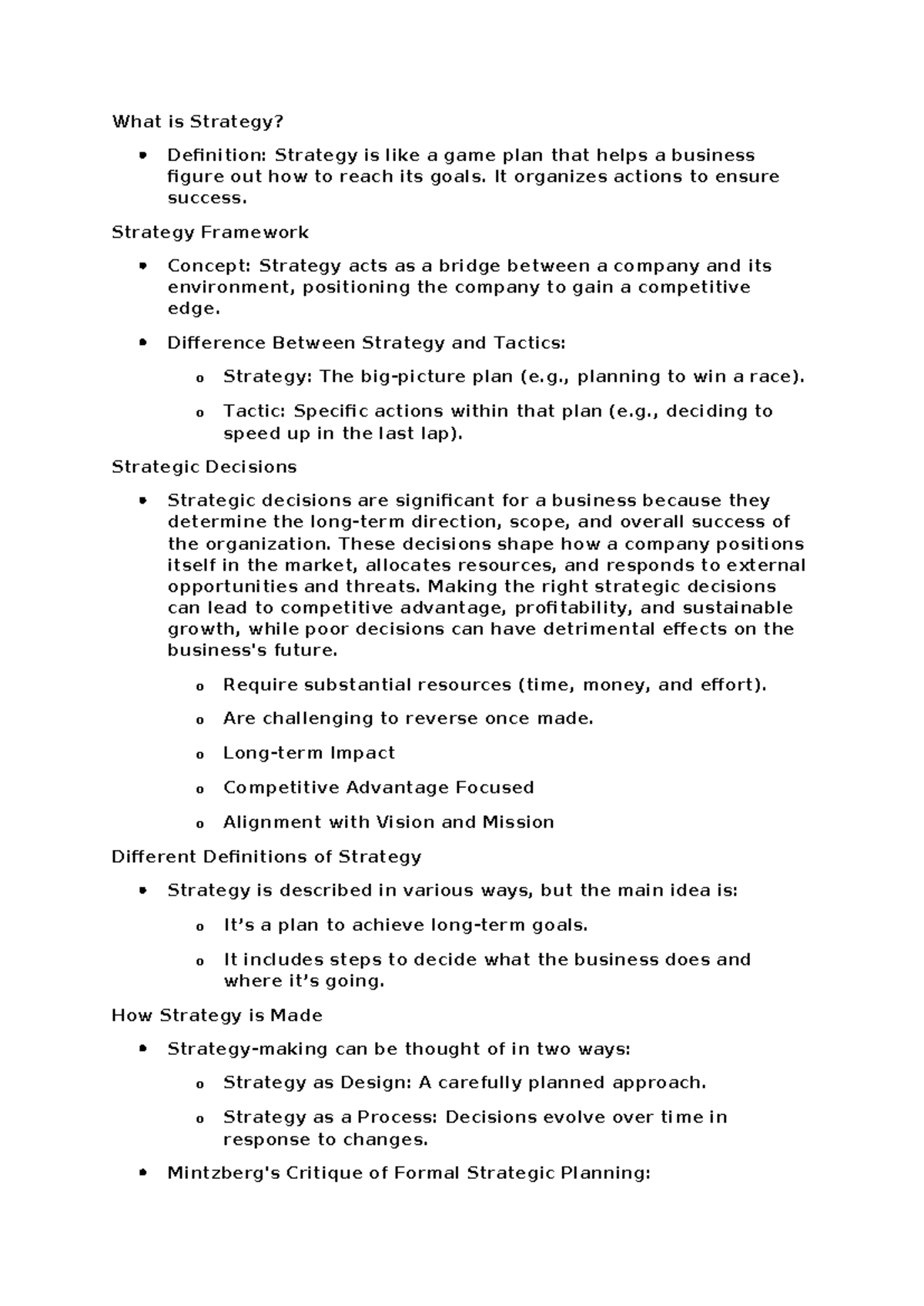 STRATEGY FORMULATION - What is Strategy? Definition: Strategy is like a ...