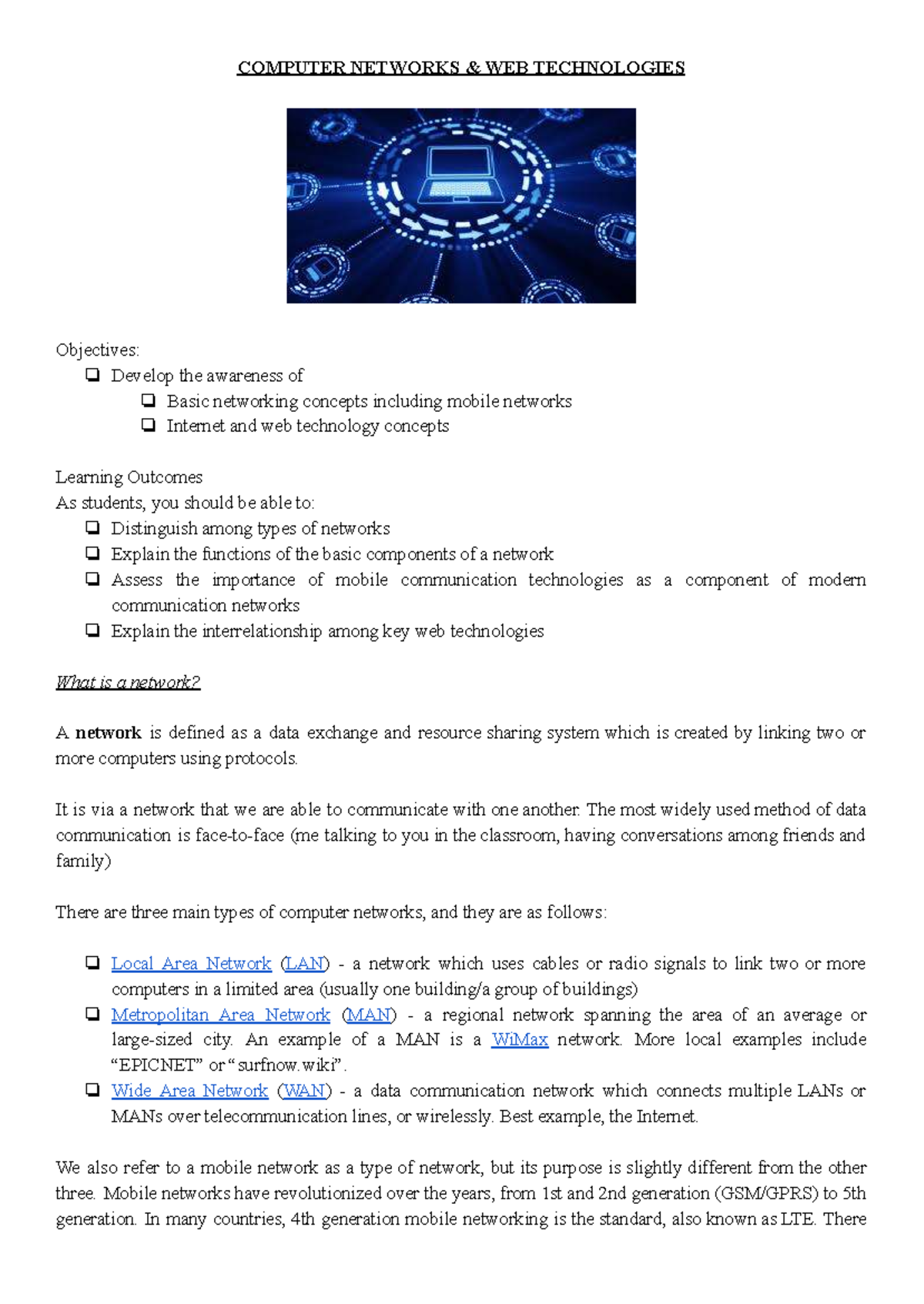 ICT F3 Notes: Understanding Computer Networks & Web Technologies - Studocu