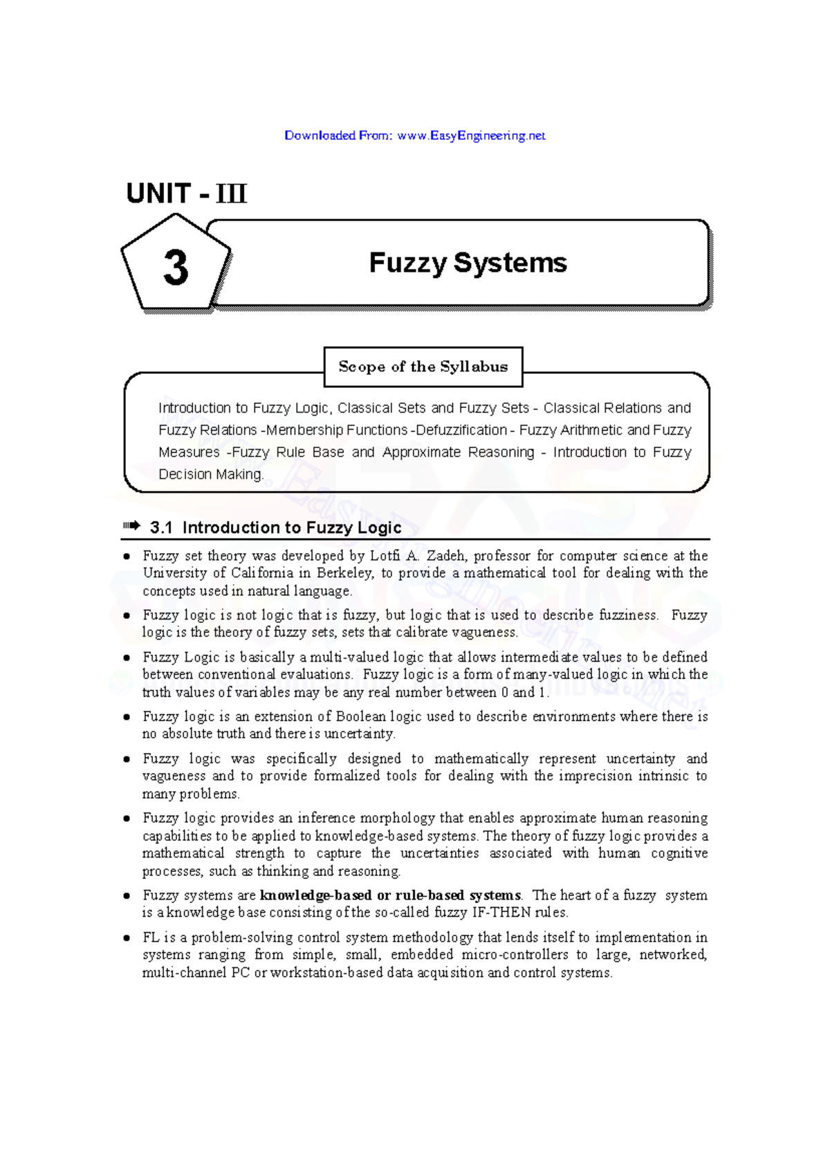 CS8086 Unit 3 - Fuzzy Logic and Fuzzy Systems Study Notes - Studocu