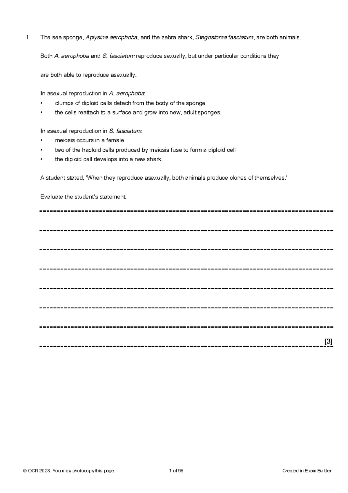 Cell Division, Diversity & Organisation: OCR 2023 Study Notes - Studocu