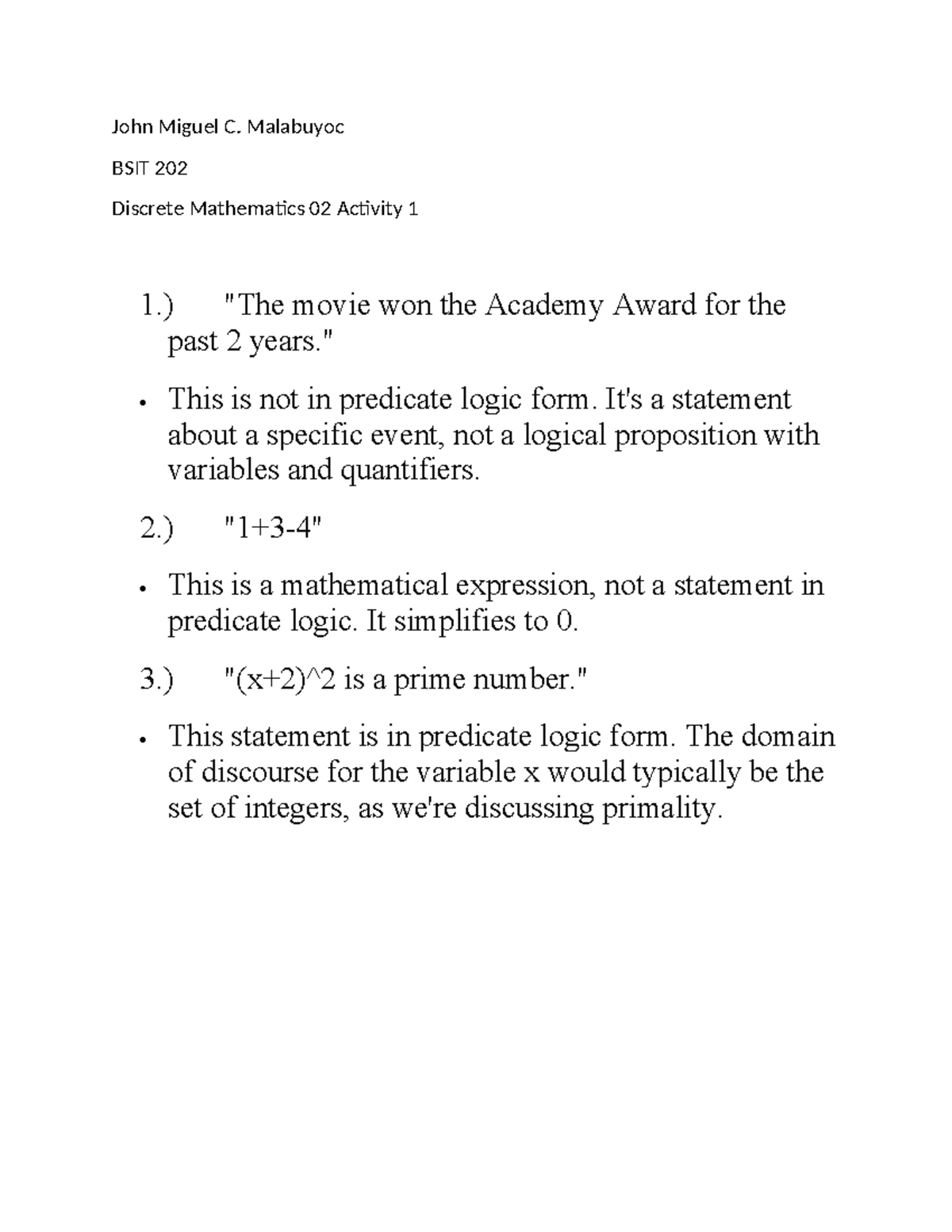 Discrete Mathematics 02 Activity 1 - John Miguel C. Malabuyoc BSIT 202 ...