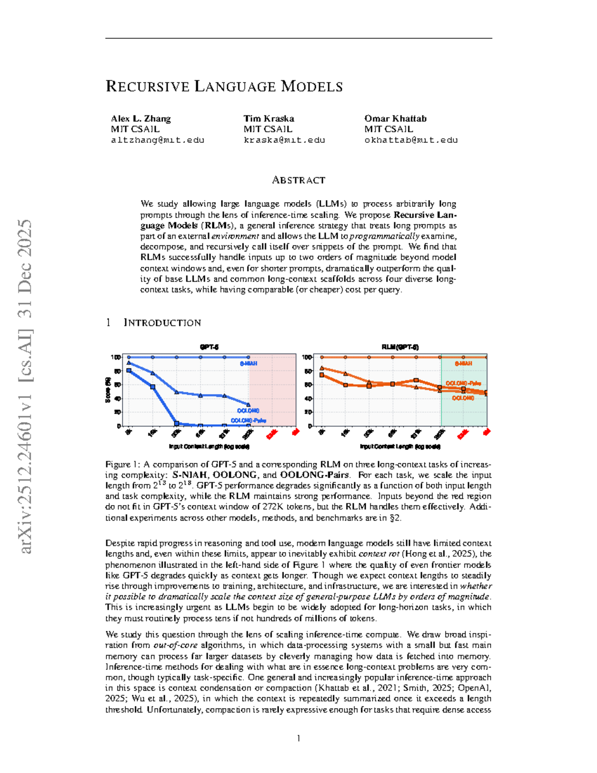 Recursive Language Models (RLMs) for Long Context Processing - MIT ...