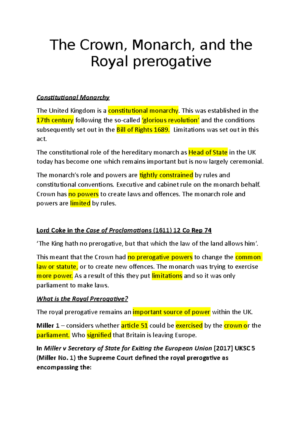 Constitutional Conventions And Prerogative Powers