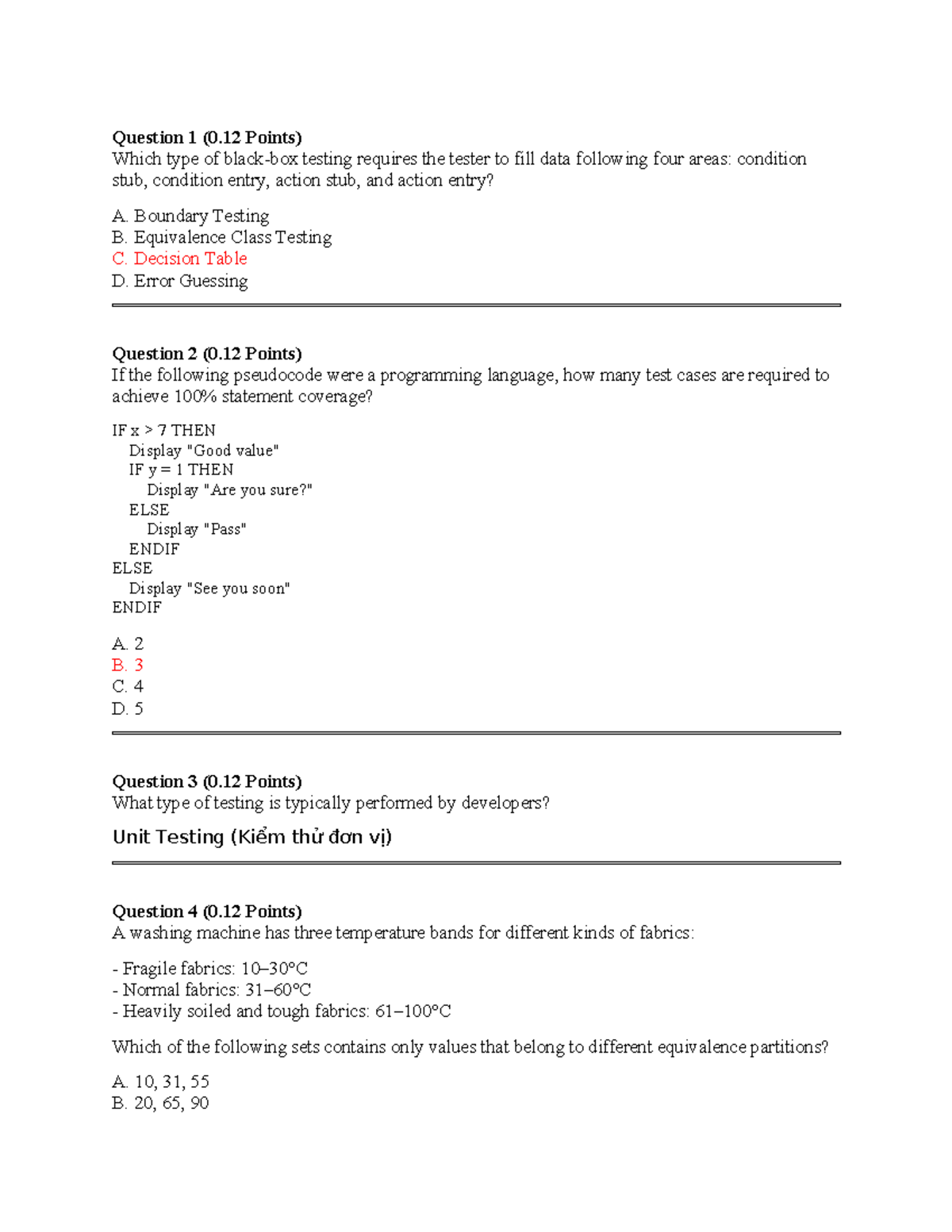 Software Testing Questions (46 Qs) - Course Code: ST101 - Studocu