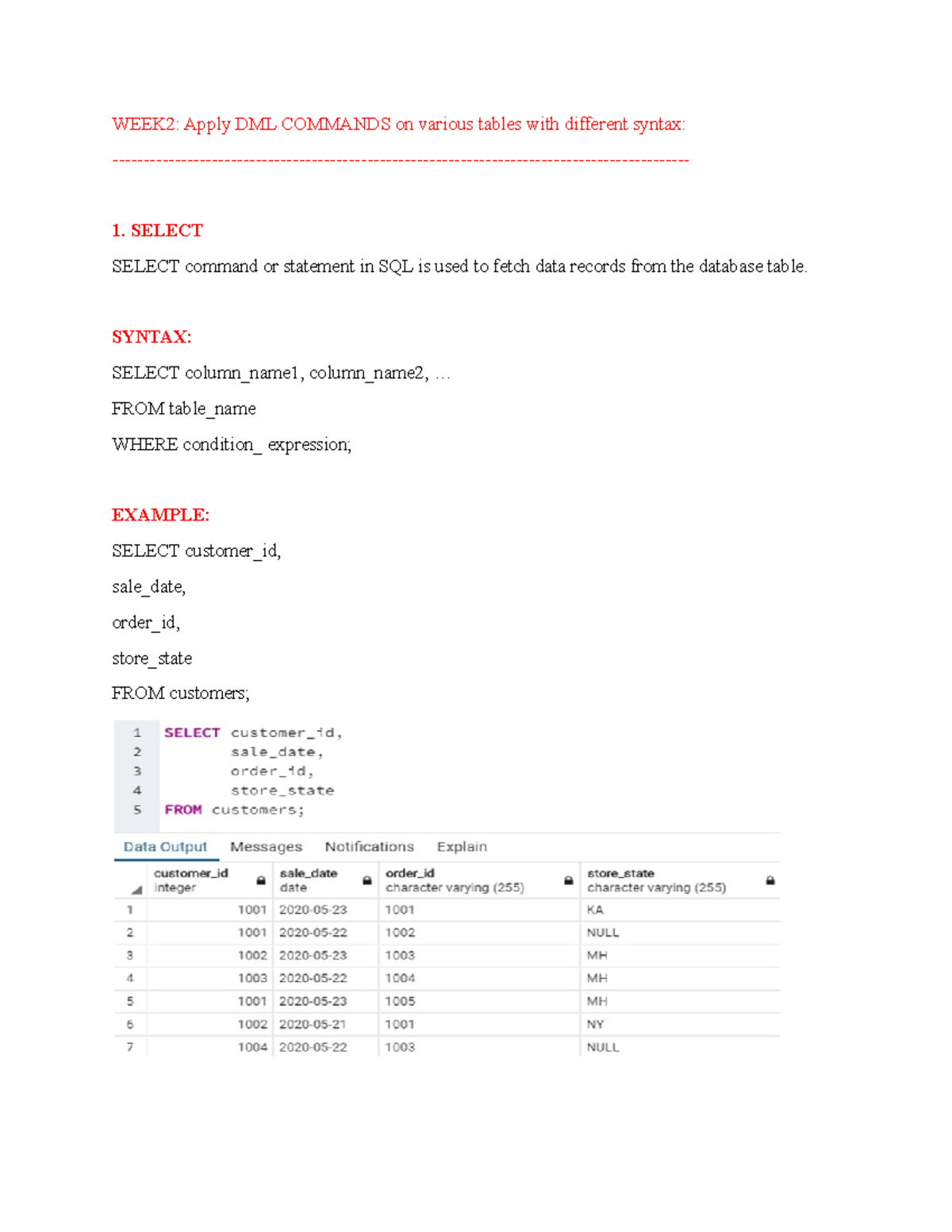 WEEK2: DML Commands in Database Management Systems - Studocu