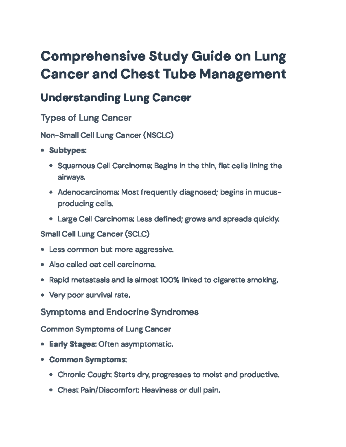 Lung Cancer Management & Chest Tube Applications: Comprehensive Study ...