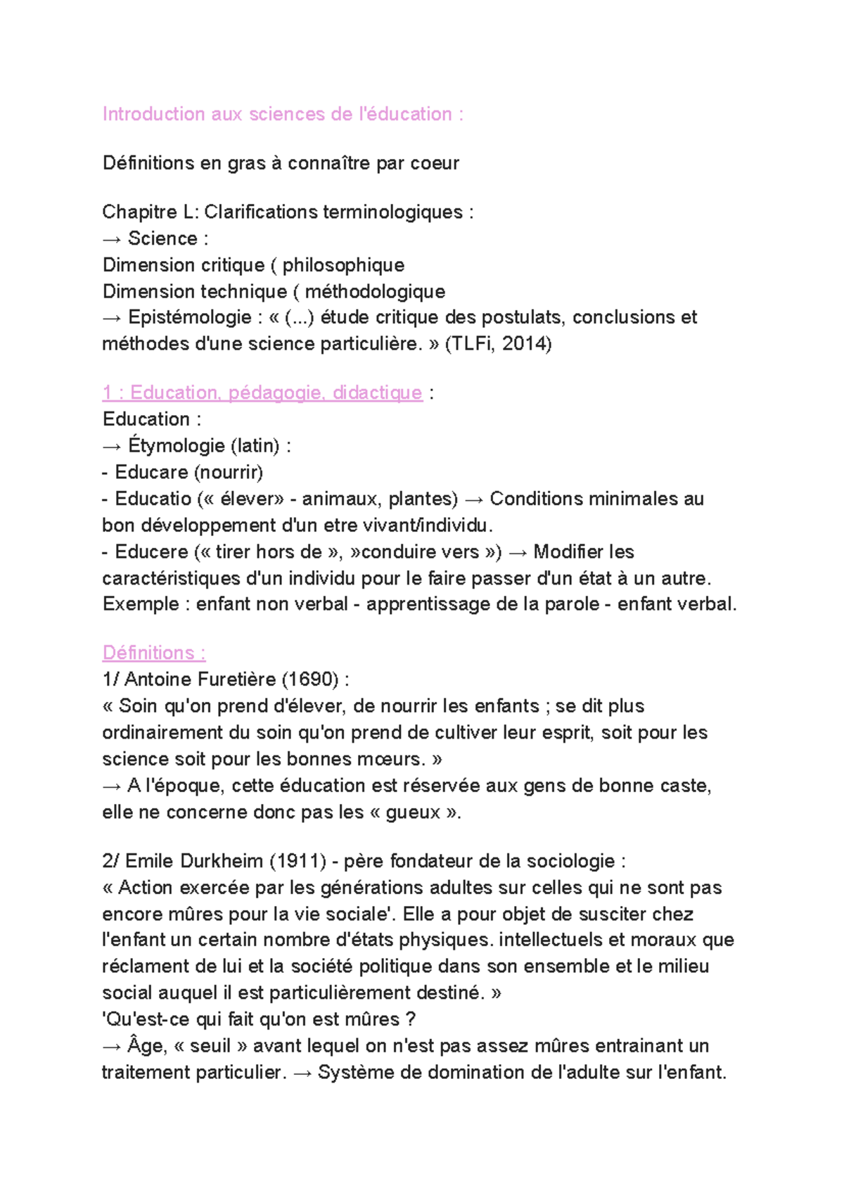 Introduction aux Sciences de l'Éducation 1 : Concepts Clés et ...