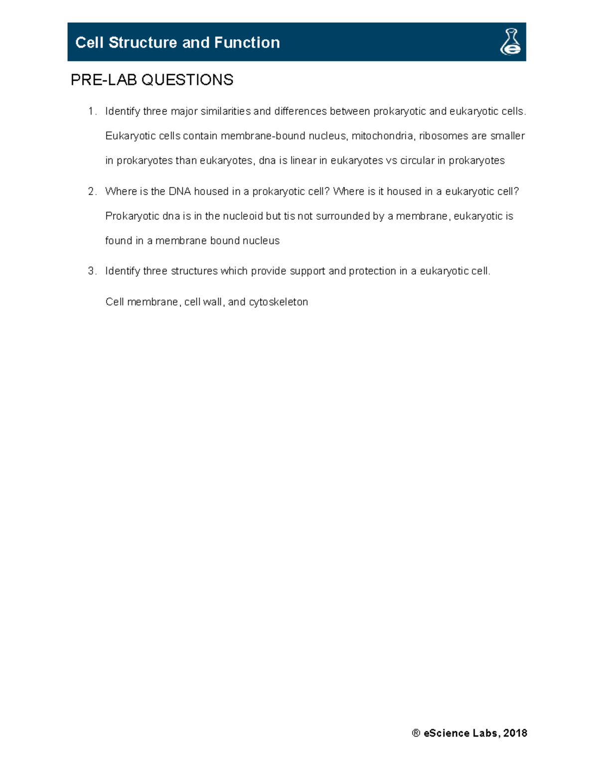 Bio 101 Cell Structure & Function - Lab Report Notes - Studocu