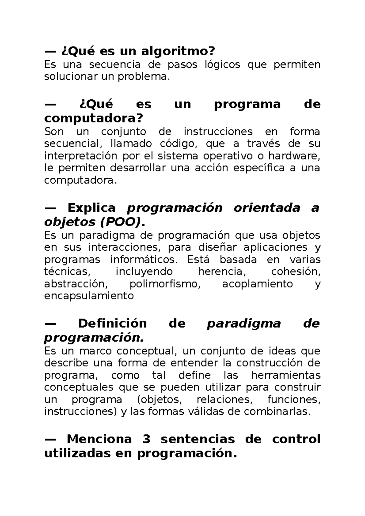 Act. 3 POO - Definiciones Clave en Programación Orientada a Objetos ...