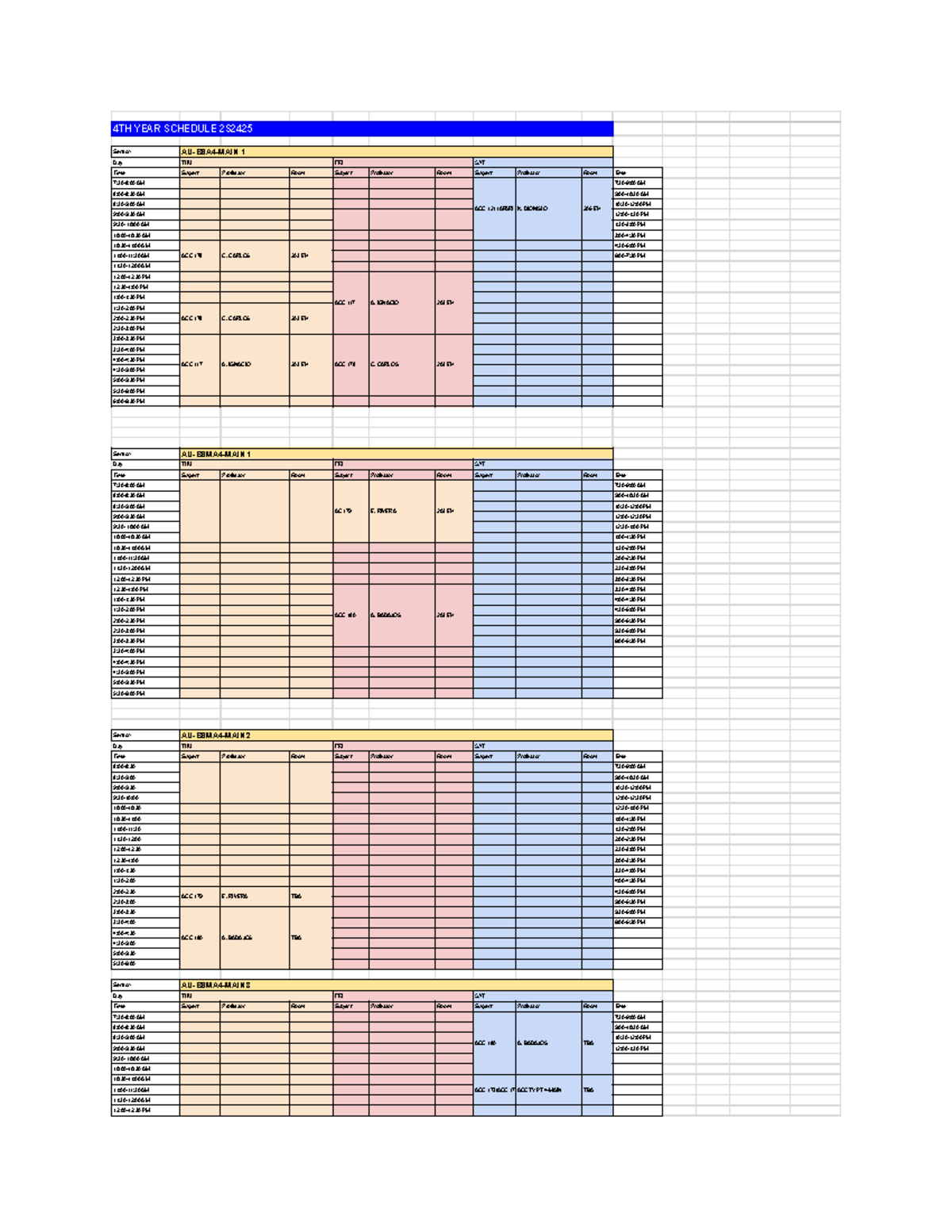 4th Year BSA BSMA Schedule for All Campuses - Semester 2 - Studocu