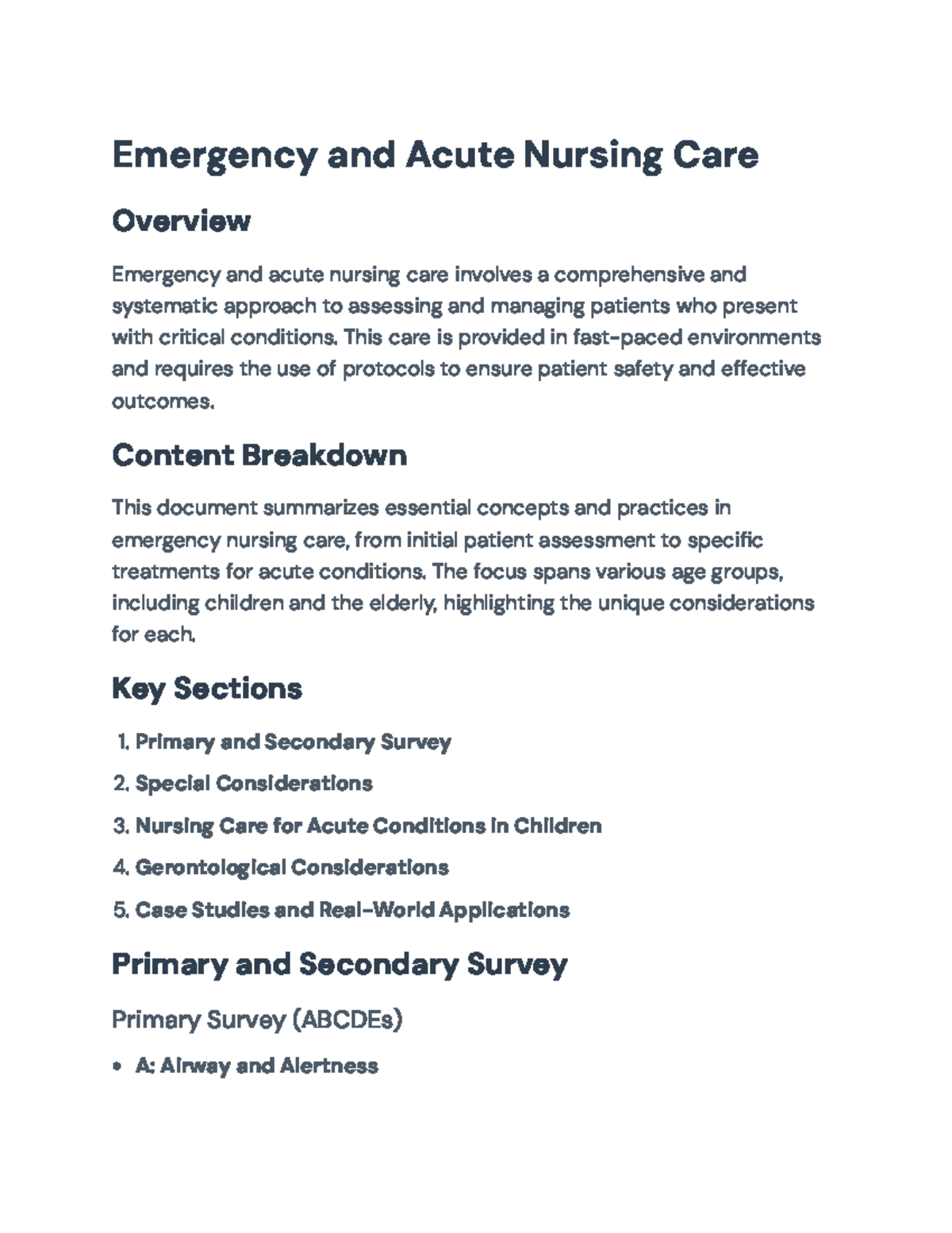 Emergency and Acute Nursing Care: Key Concepts and Practices ...