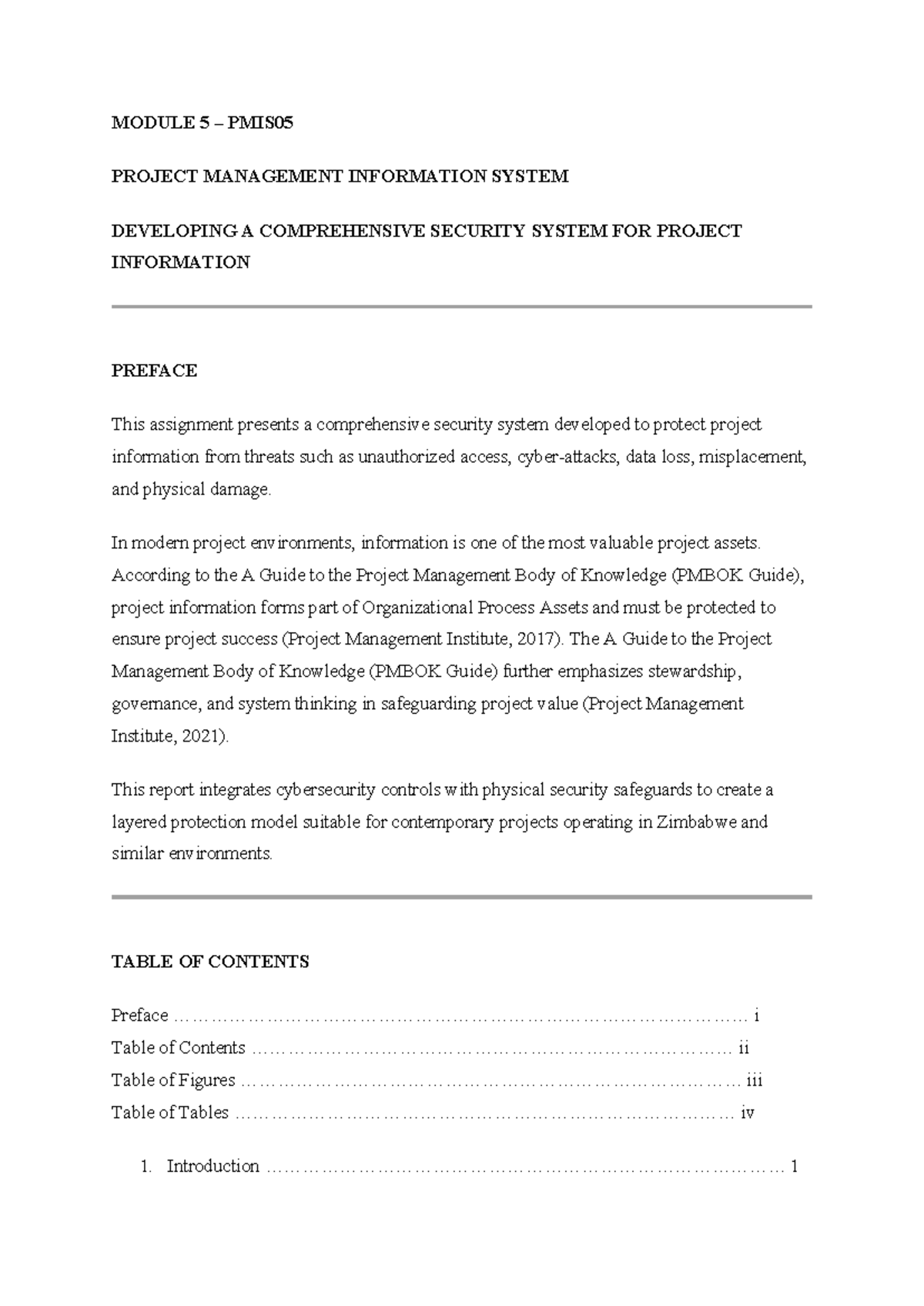 Module 5 PMIS05: Comprehensive Security System for Project Info - Studocu