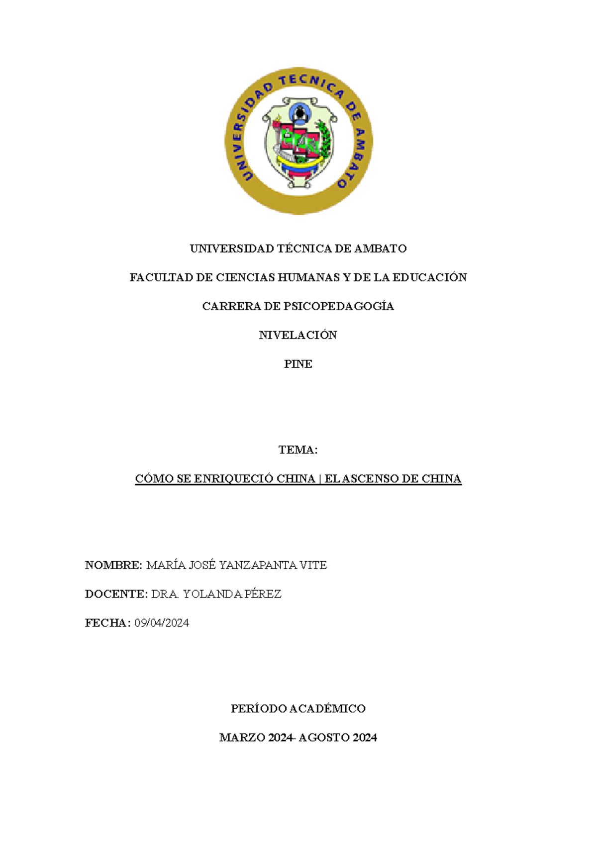 Como Se Enriqueci China Universidad T Cnica De Ambato Facultad De Ciencias Humanas Y De La