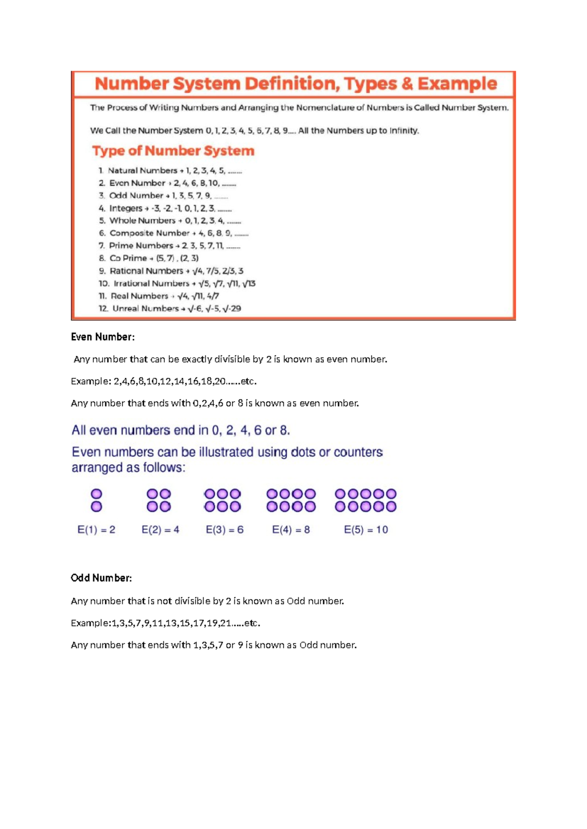 Number System Overview: Even & Odd Numbers Explained - sadSD - Studocu