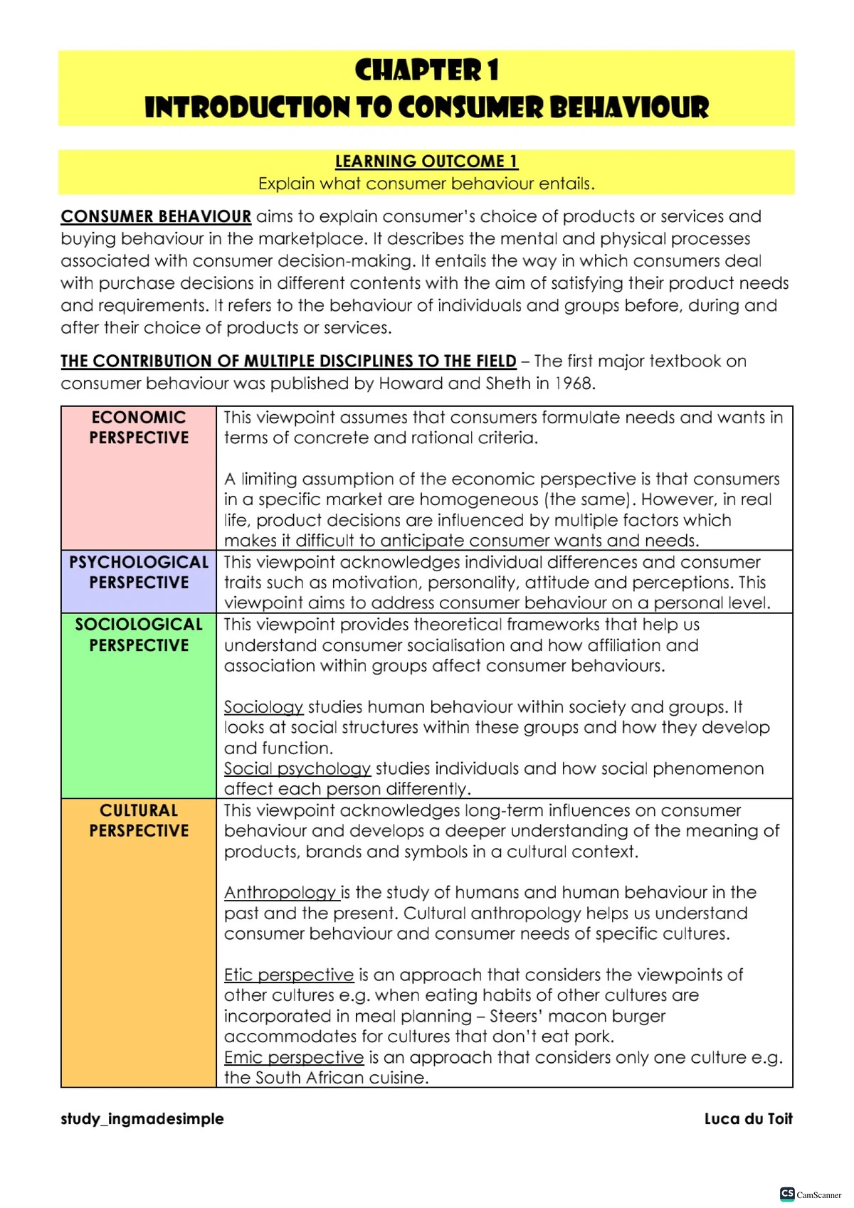 BEM 212 Unit 1 - Insights on Consumption & Consumer Behavior - Studocu