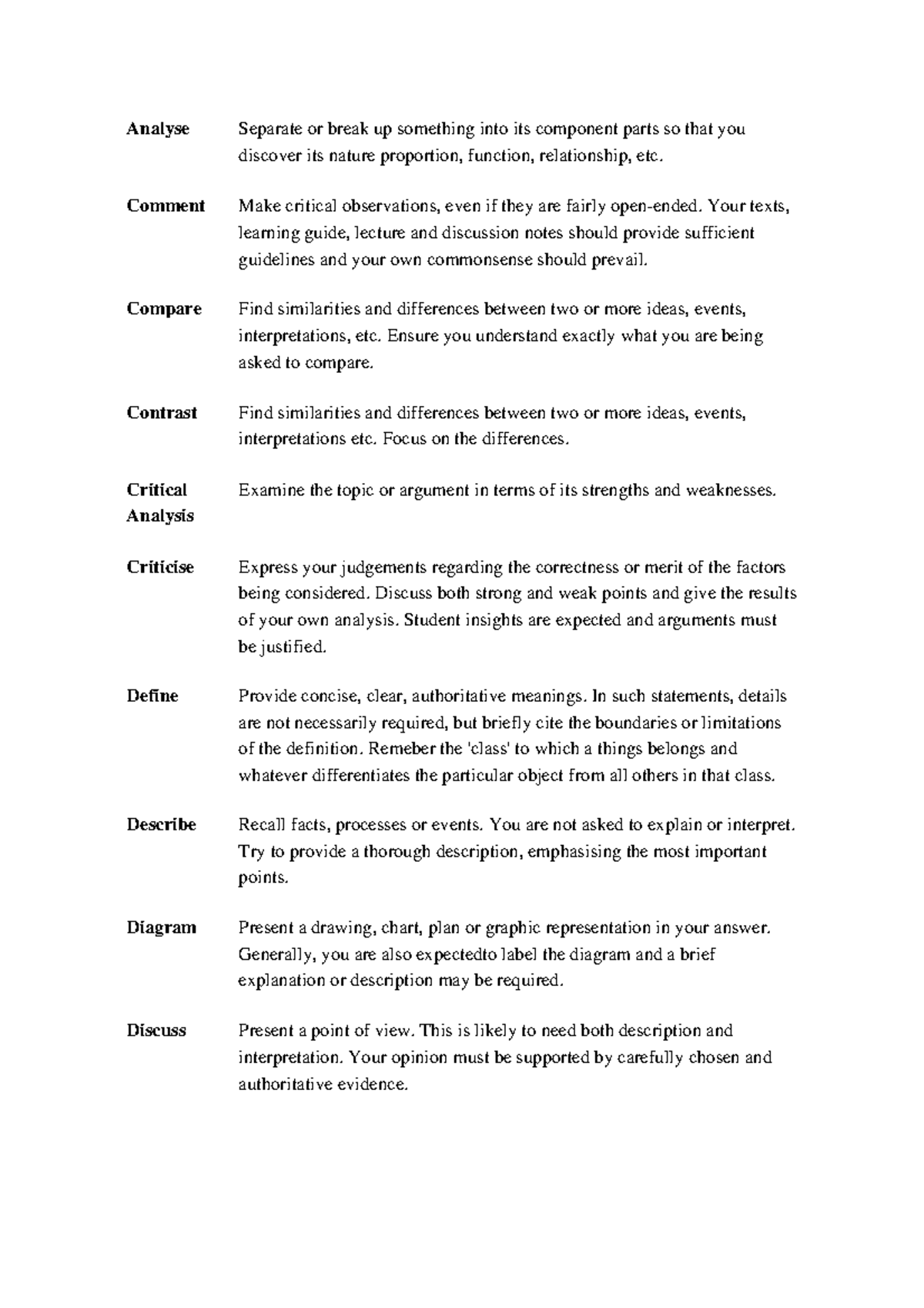 Essay Form Task Question Hints: Analysis, Comparison, and Evaluation ...