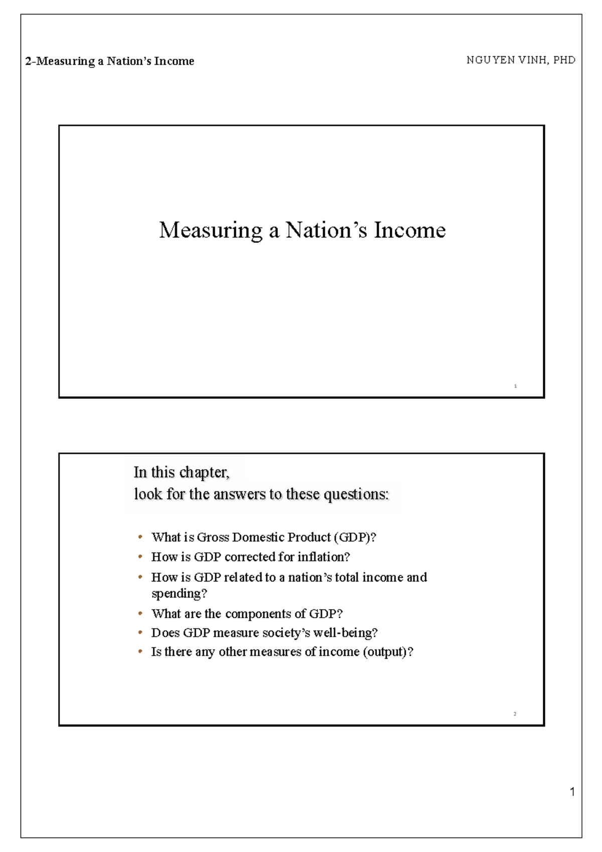 Chapter 2: Understanding GDP and Income Measures (KTVM) - Studocu