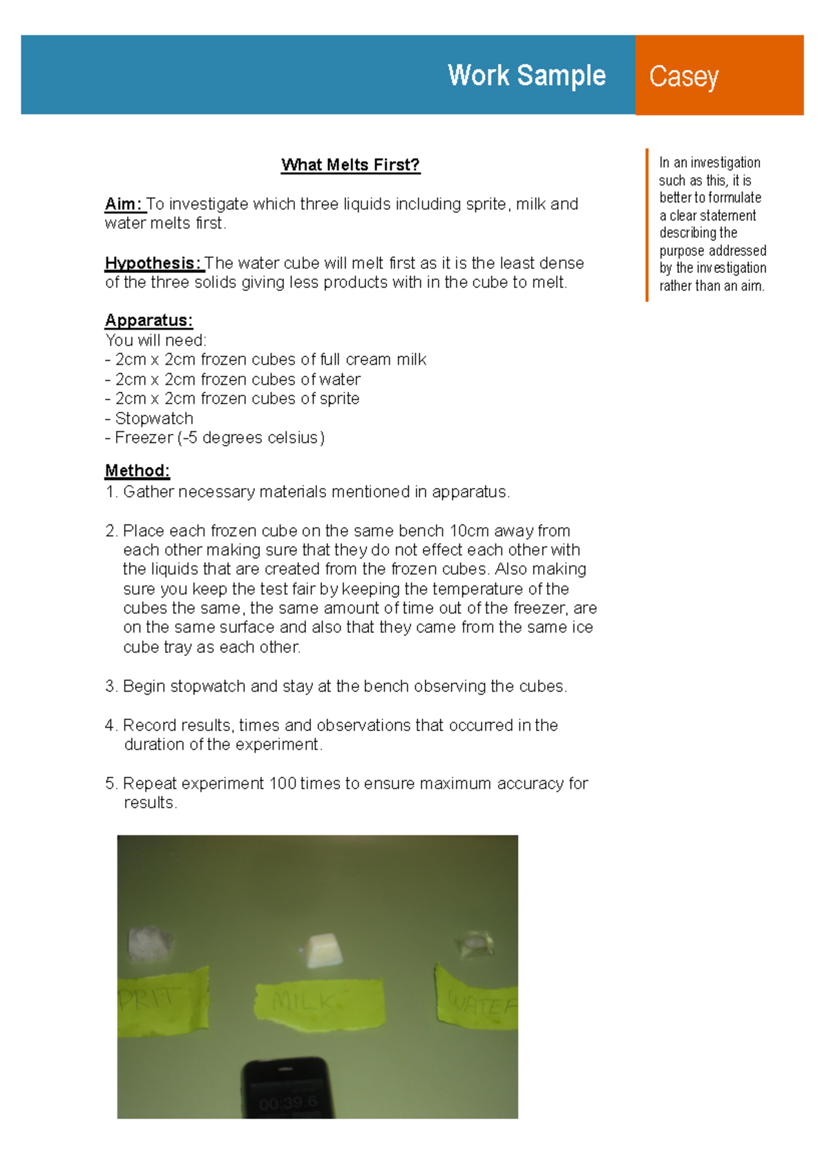 Science-SRP Case Study: Which Liquid Melts First? - Studocu