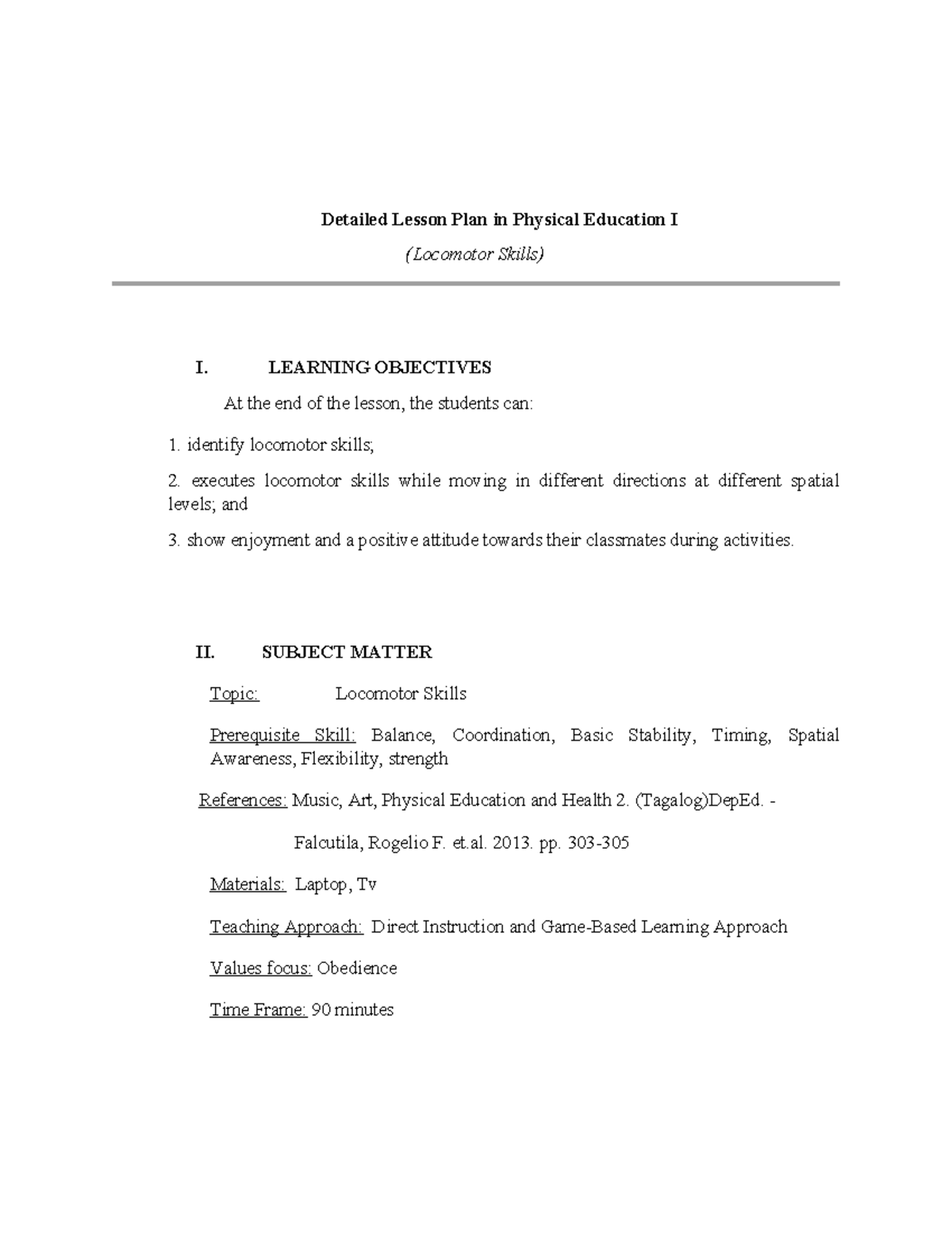 Detailed Lesson Plan in Physical Education qraa - Detailed Lesson Plan ...