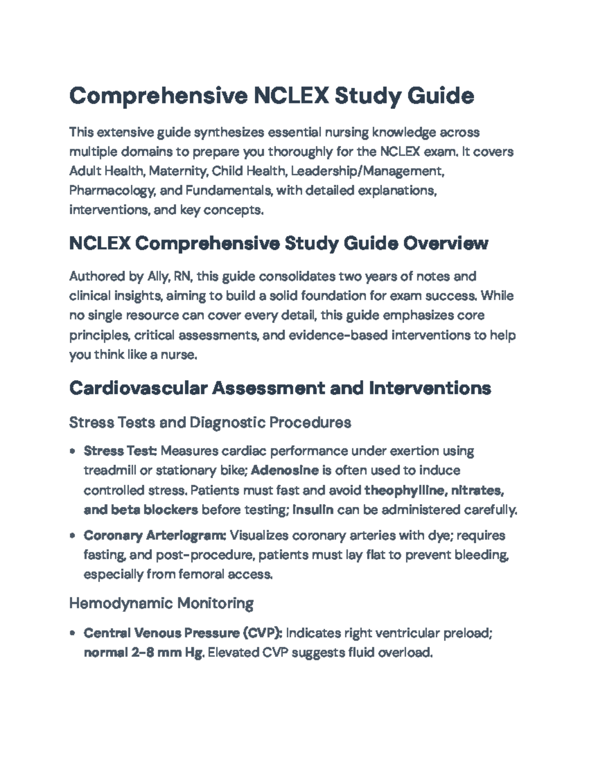 Comprehensive NCLEX Study Guide (NURS 101) for Nursing Exam Success ...