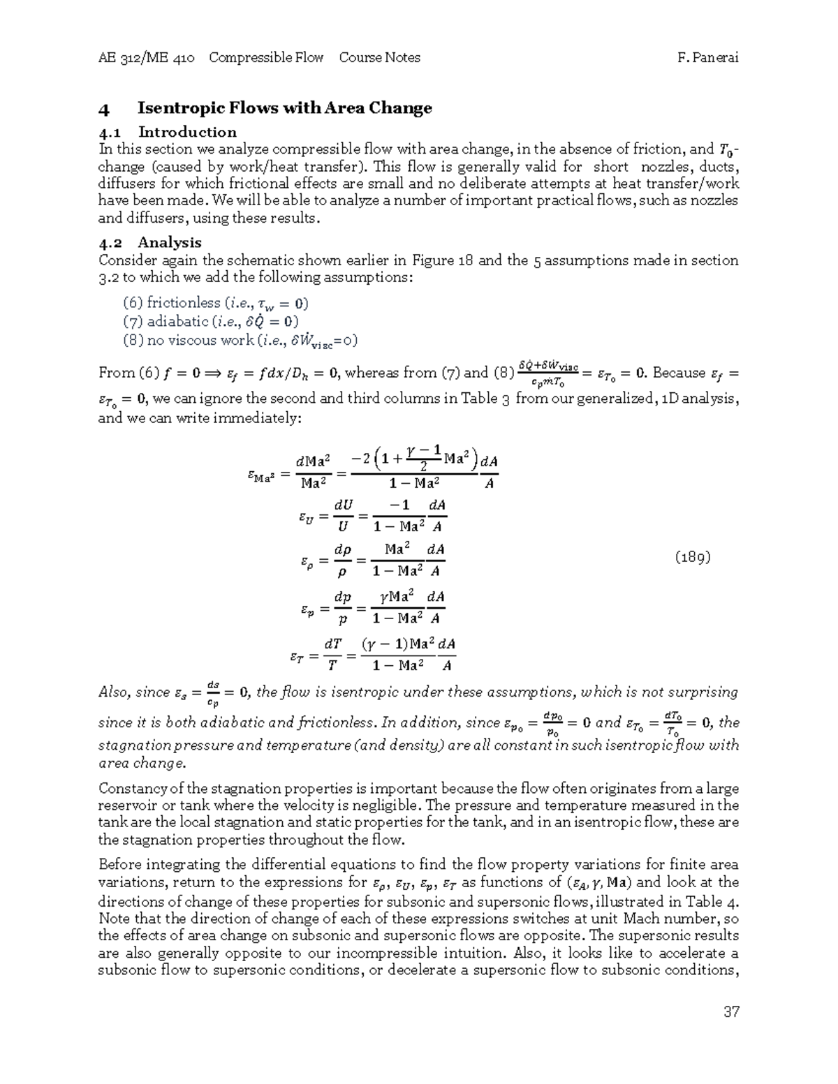 AE 312/ME 410 – Isentropic Flow with Area Change Course Notes - Studocu