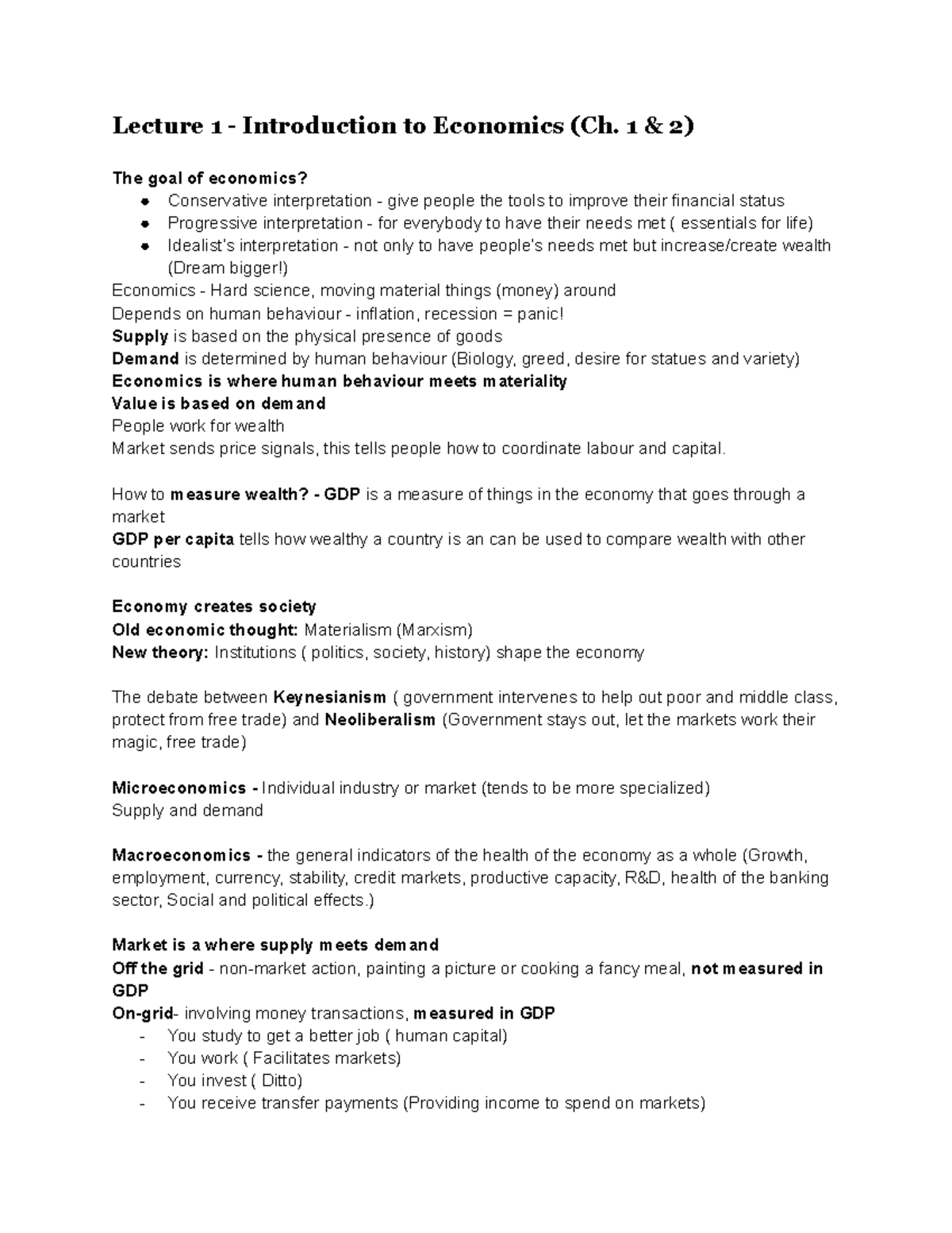 Econ 101 Lecture Notes: Comprehensive Overview of Economics Concepts ...