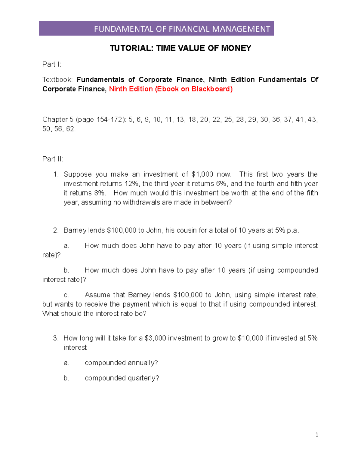 Tutorial TVM S2 2021 - Lecture Notes on Time Value of Money Concepts ...