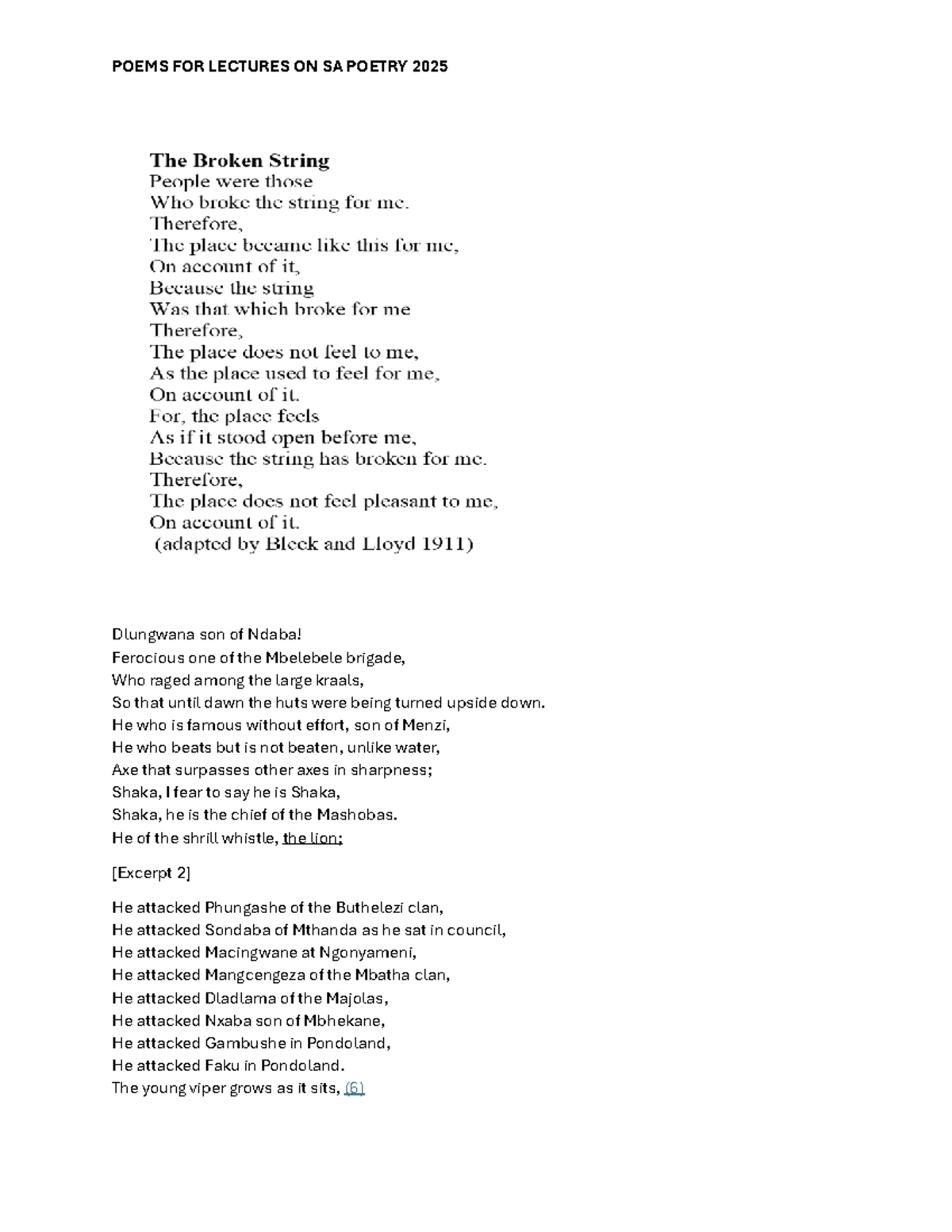 SA Poetry Lecture Notes: A Collection of Poems for 2025 - Studocu