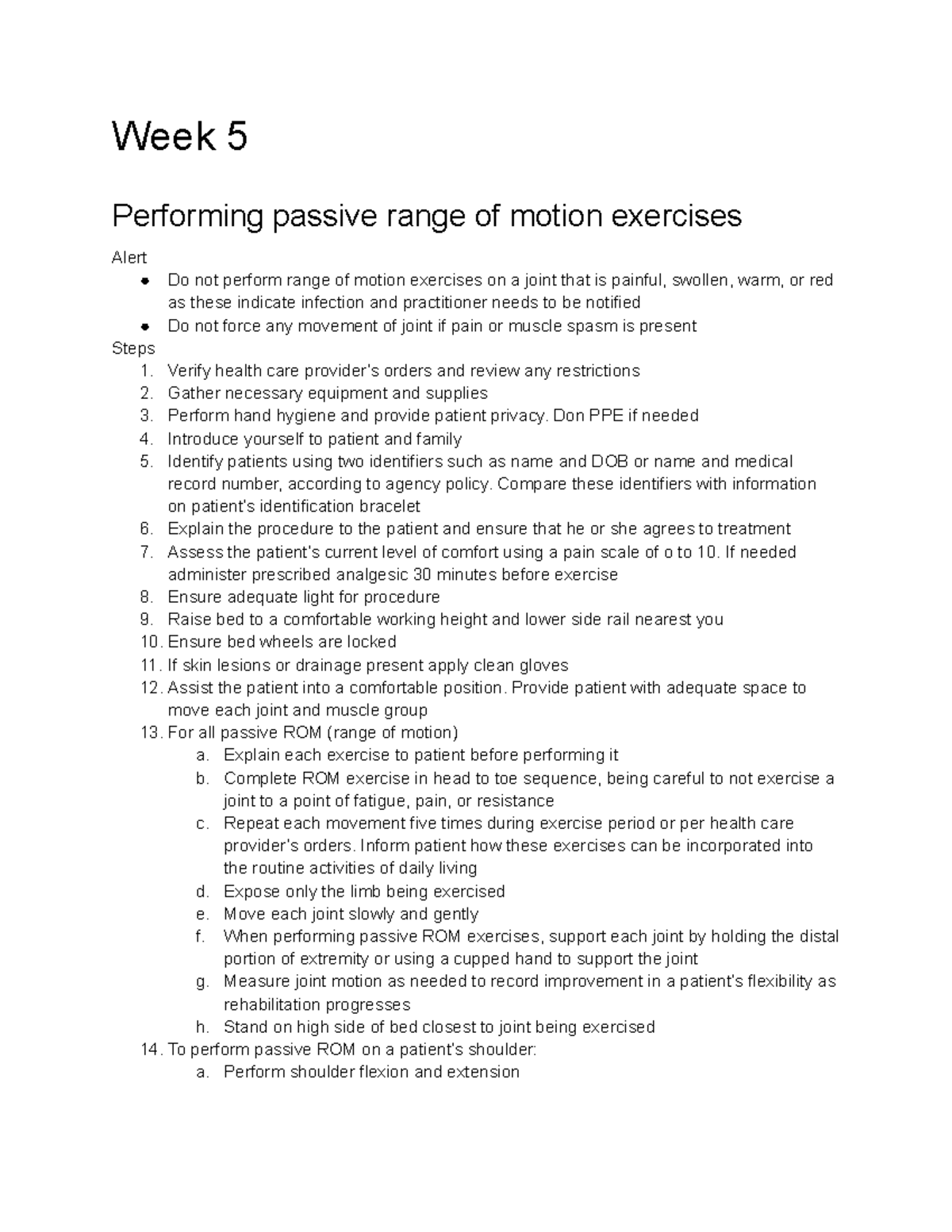Mobility 2 - Week 5 Passive Range of Motion Exercises Guide - Studocu