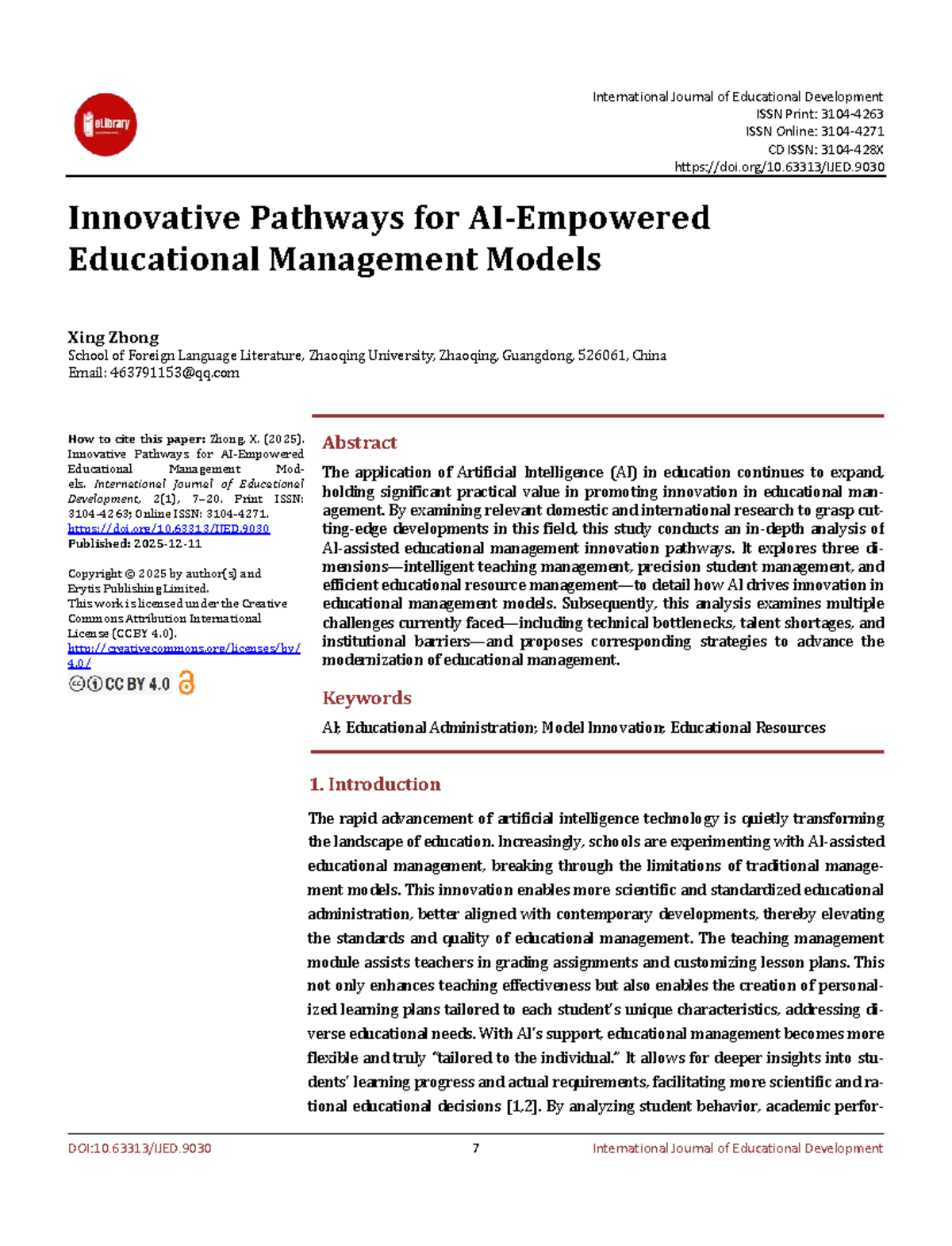 Innovative Pathways for AI-Driven Educational Management Models - Studocu