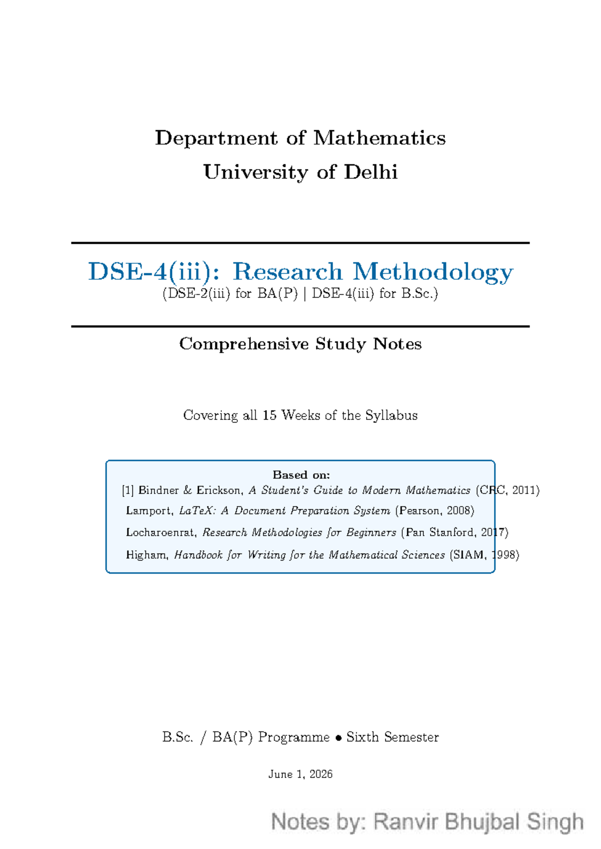 Research Methodology Study Notes for BA(P) B.Sc. - Comprehensive Guide ...