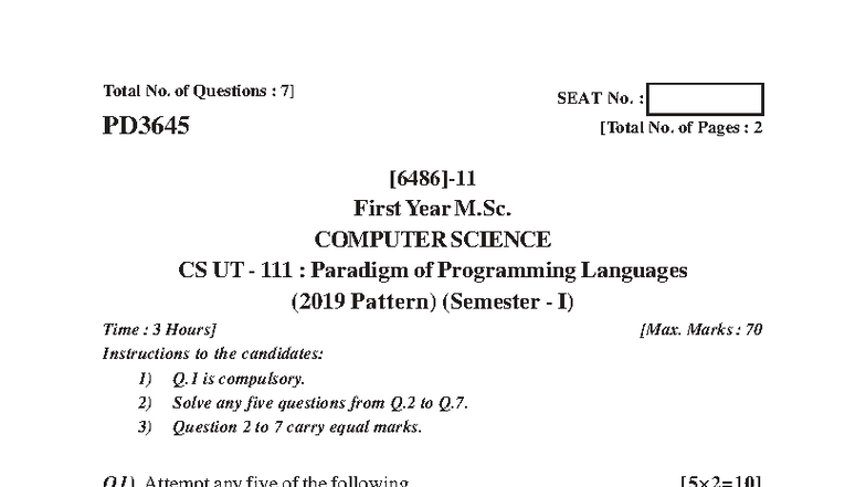 CS UT: Programming Languages & AI Concepts - Exam Questions (2019 ...