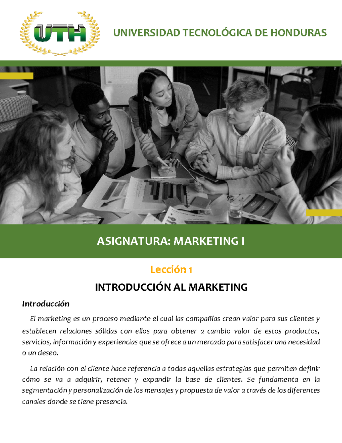 MKT I: Lección 1 - Introducción al Marketing y sus Fundamentos - Studocu